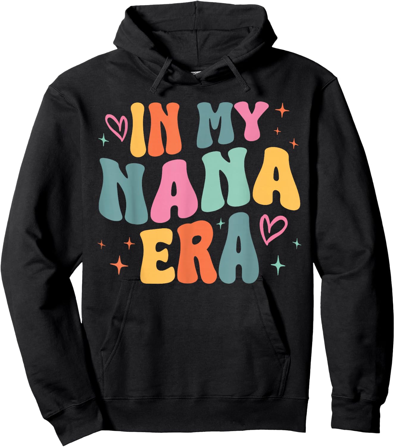 Retro Groovy In My Nana Era Funny Family Matching Hoodie - Hoodie | Black