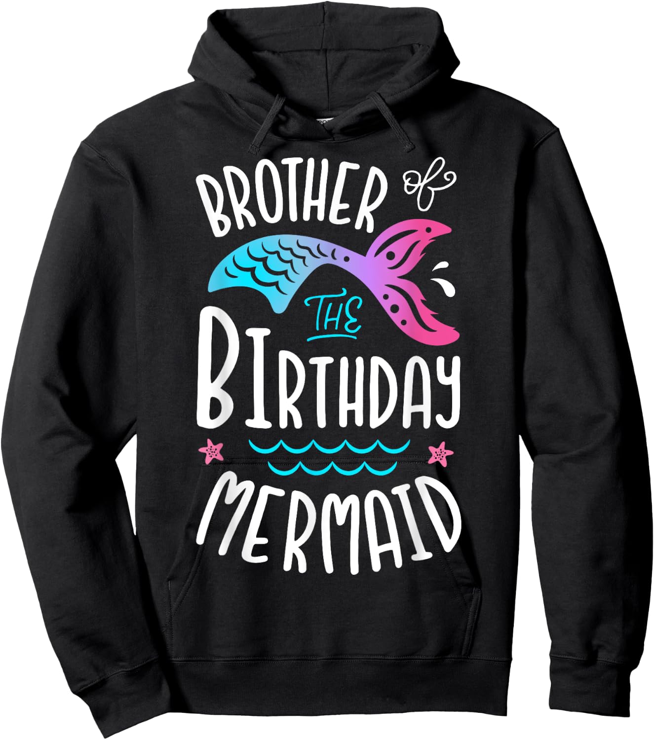 Brother Of The Birthday Mermaid Gifts Merman Family Matching Hoodie - Hoodie | Black