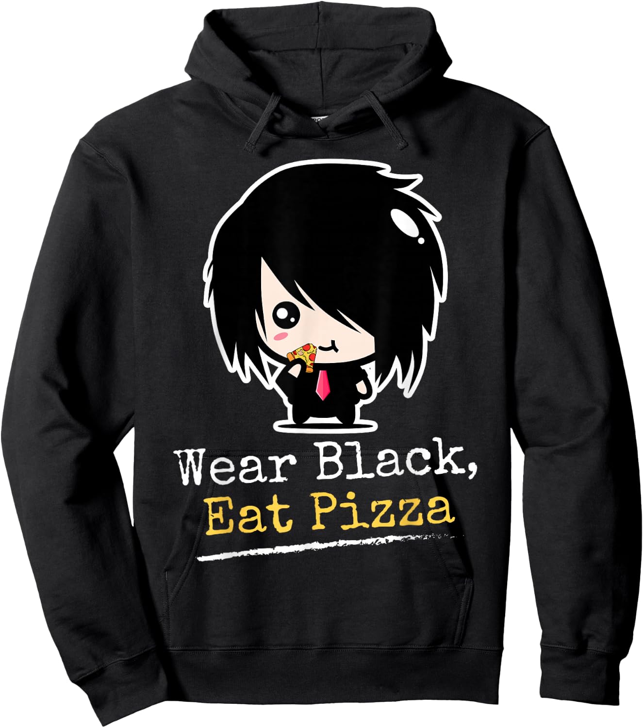 Wear Black Eat Pizza | Emo Clothes for Boys | Funny Emo Hoodie - Hoodie | Black