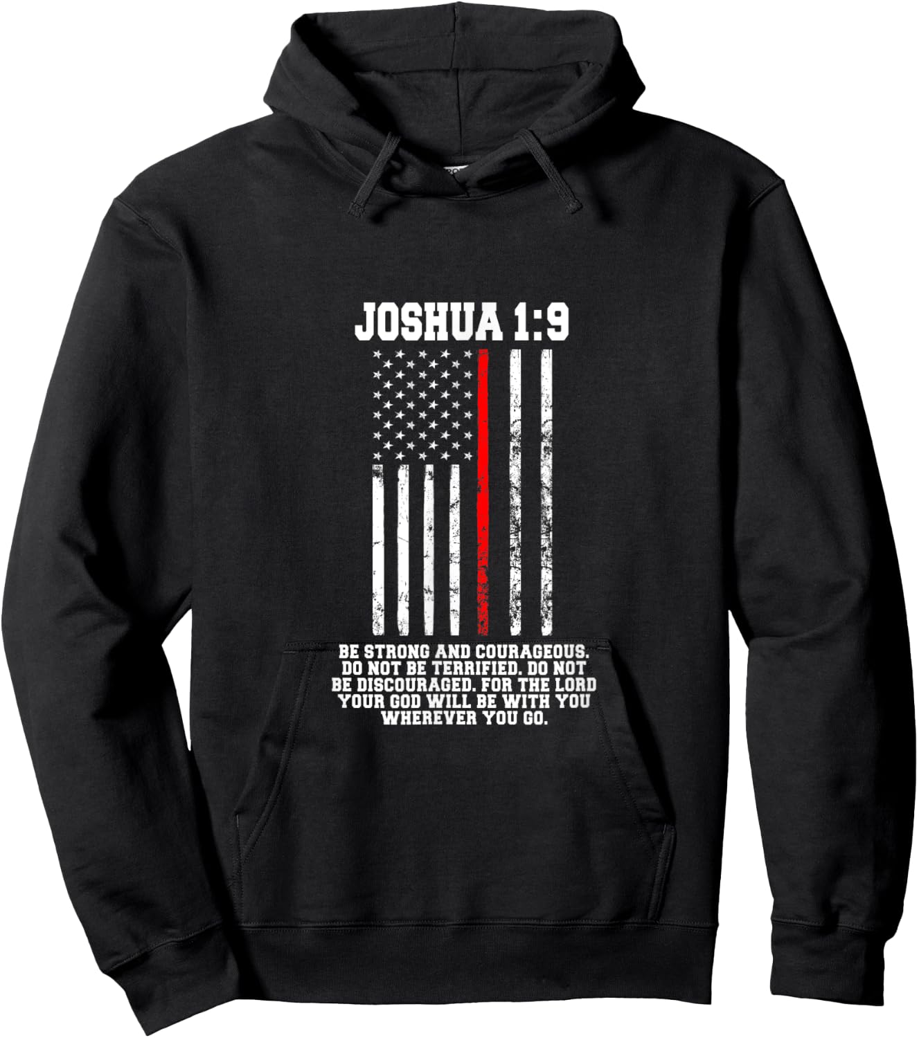 Thin Red Line Firefighter Bible Verse Christian Hoodie - Hoodie | Black