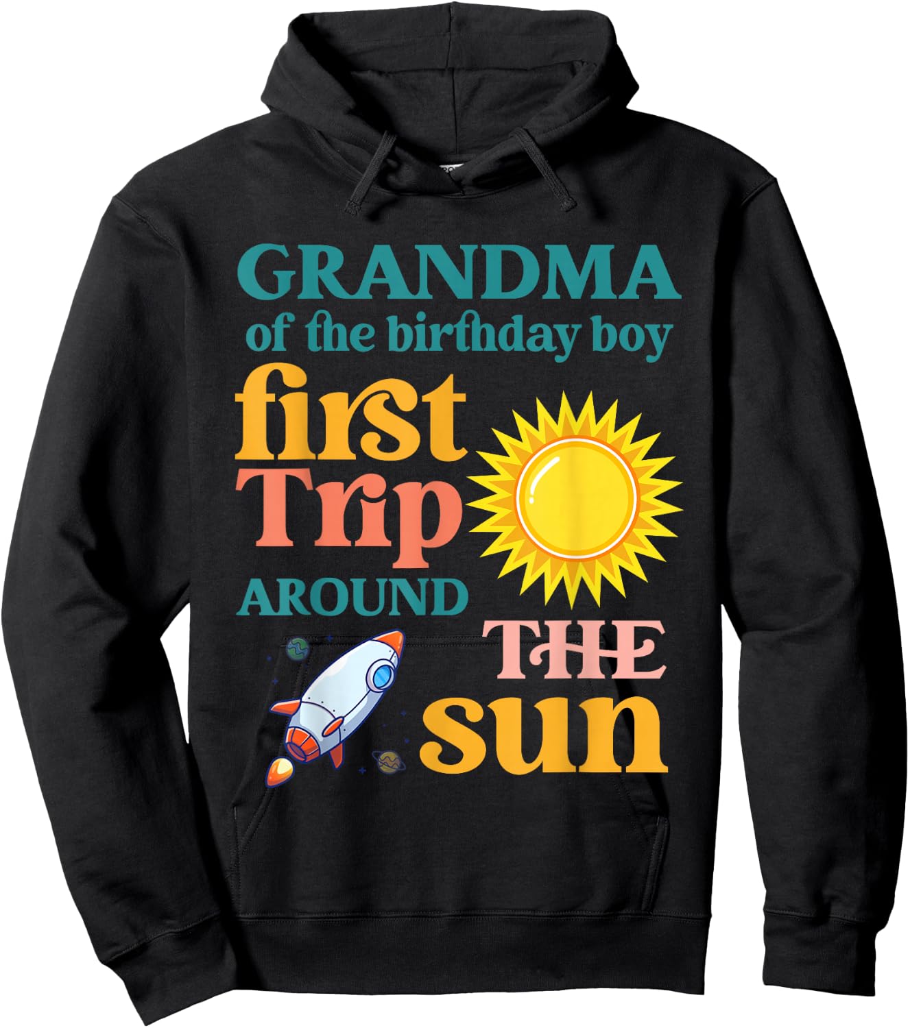 First Trip Around The Sun Grandma of The Birthday Boy Hoodie - Hoodie | Black
