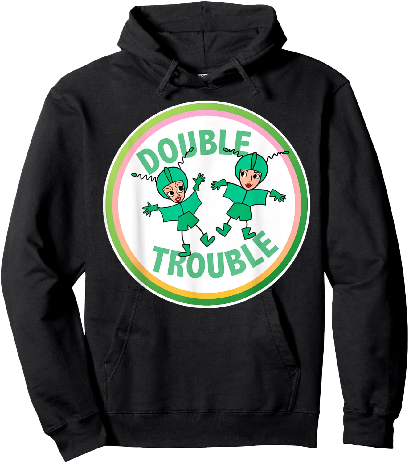 Classic TV Shirts Women's Lucy and Ethel in Trouble Black Cartoon Modern Small Hoodie - Hoodie | Black