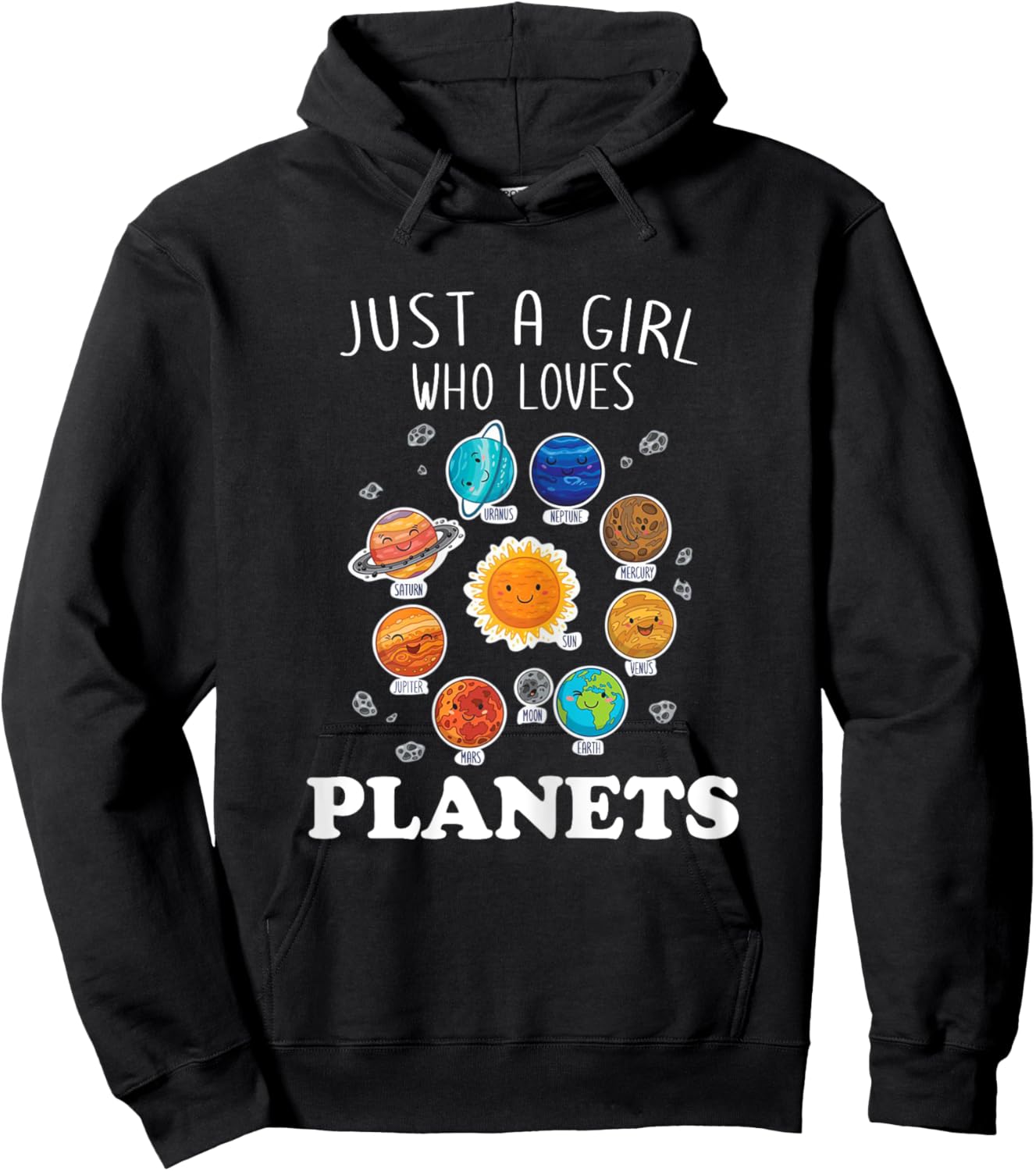 Just A Girl Who Loves Planets & Solar System Space Science Hoodie - Hoodie | Black