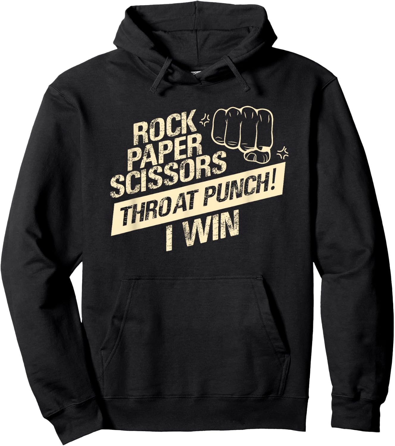 Rock Paper Scissors Throat Punch I Win Hoodie - Hoodie | Black