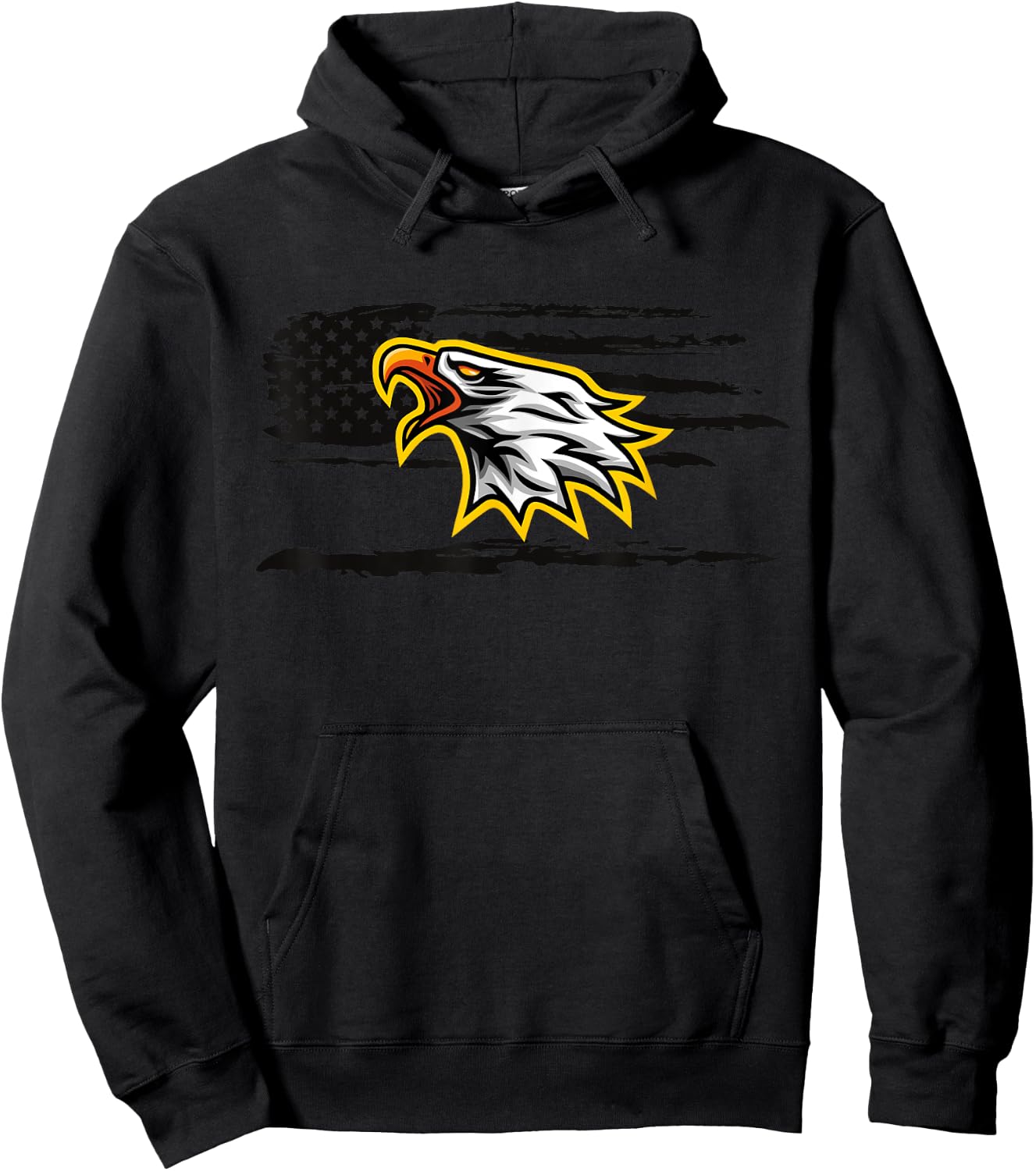 Usa Flag with Screaming Eagle Hoodie - Hoodie | Black