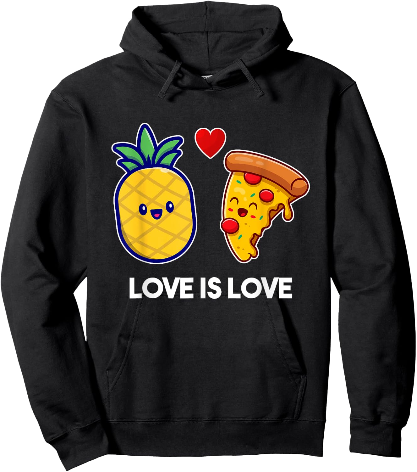 Love Is Love Cute Pride Pineapple Pizza Hoodie - Hoodie | Black