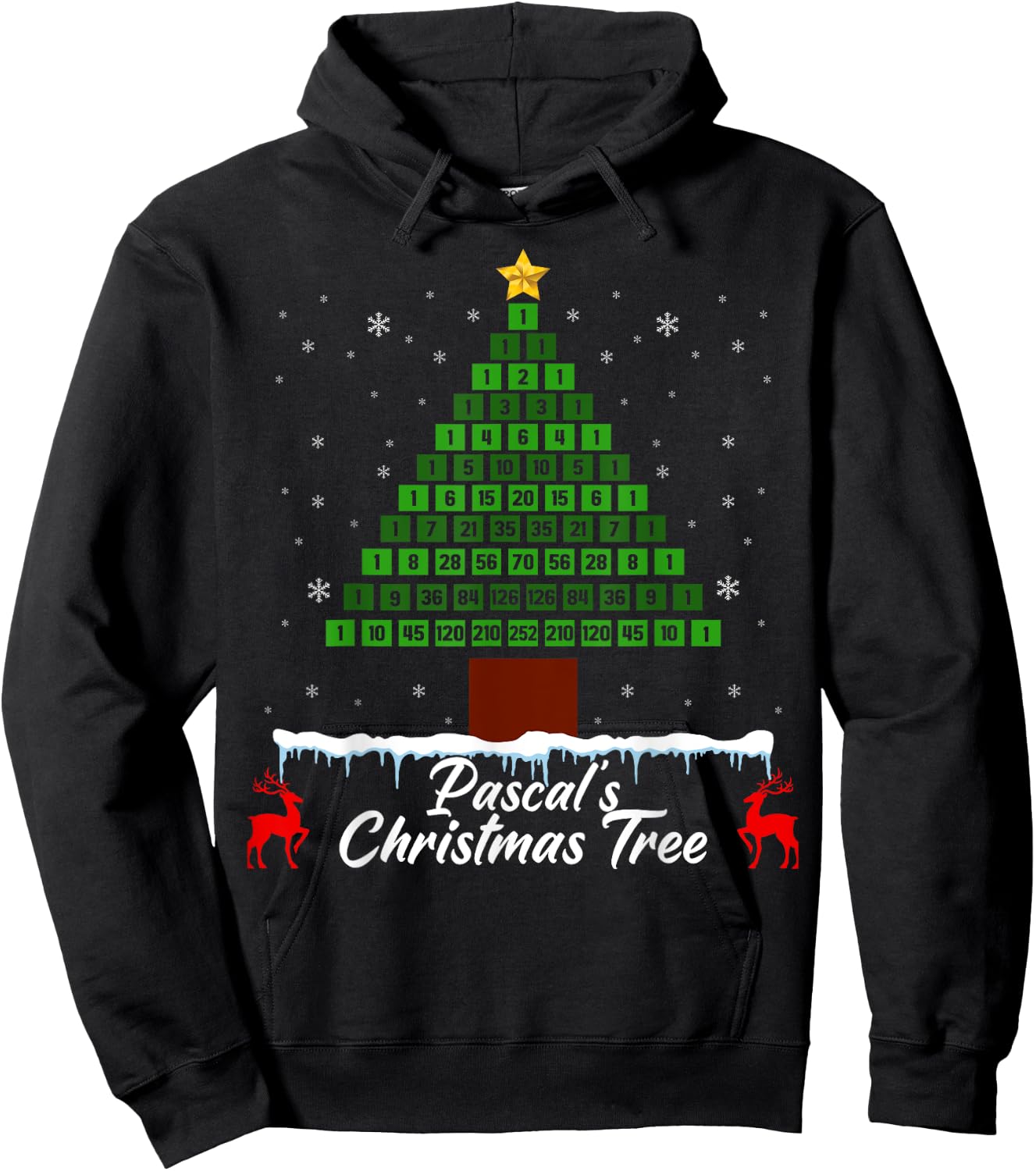 Pascal's Christmas Tree - Fun Math Ugly Xmas Sweater Hoodie - Hoodie | Black