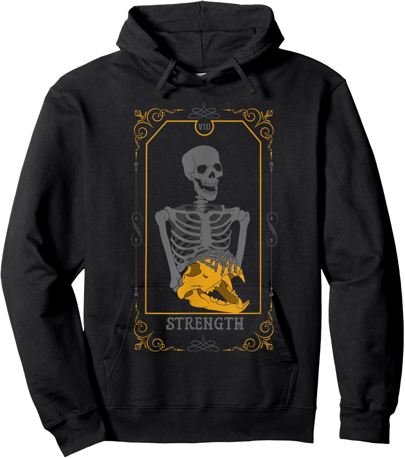 Strength Arcana Tarot Card Goth Skeleton Witchcraft Hoodie - Hoodie | Black