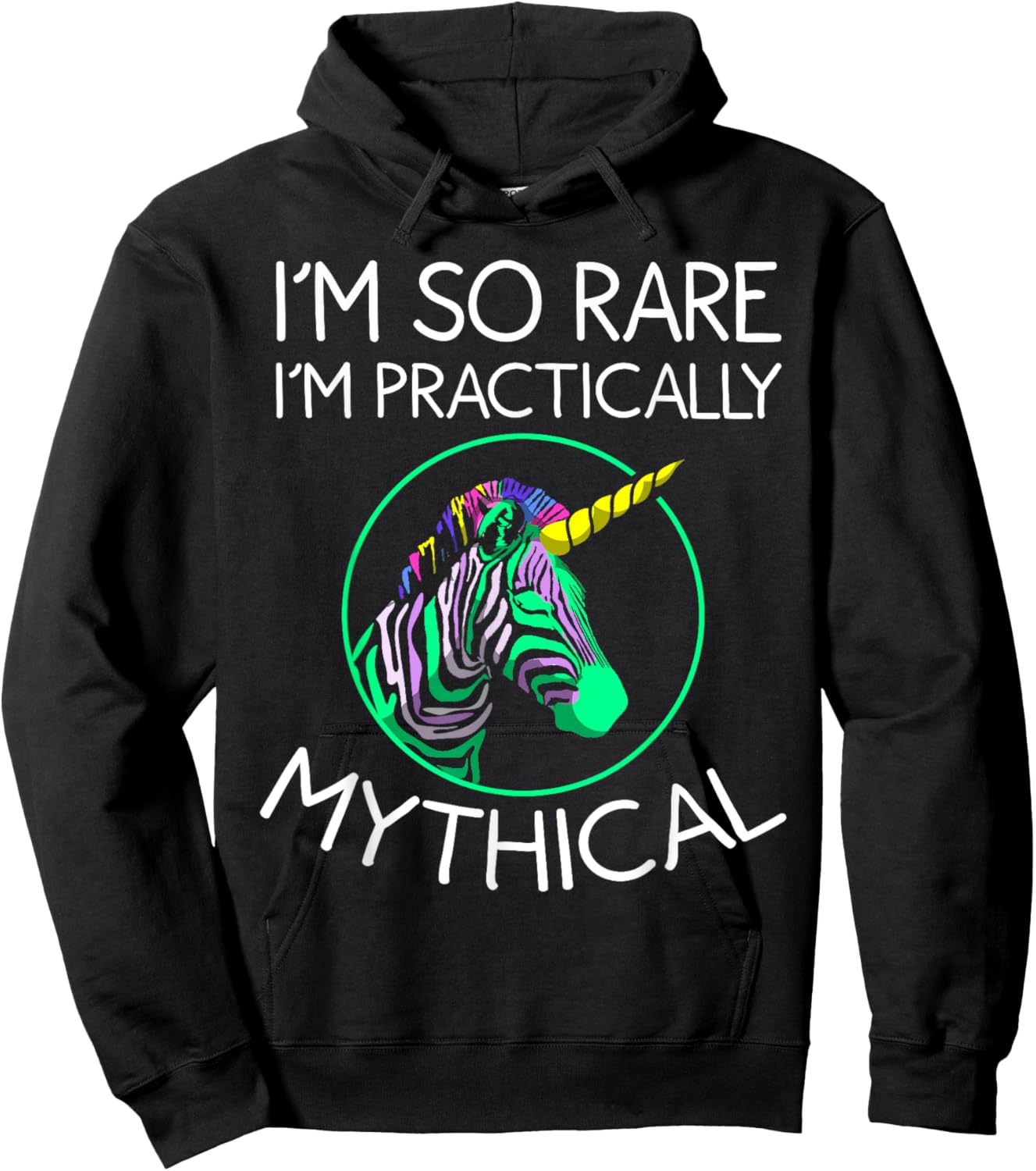 Funny I'm So Rare I'm Mythical | Cool Zebra Unicorn Fan Gift Hoodie - Hoodie | Black