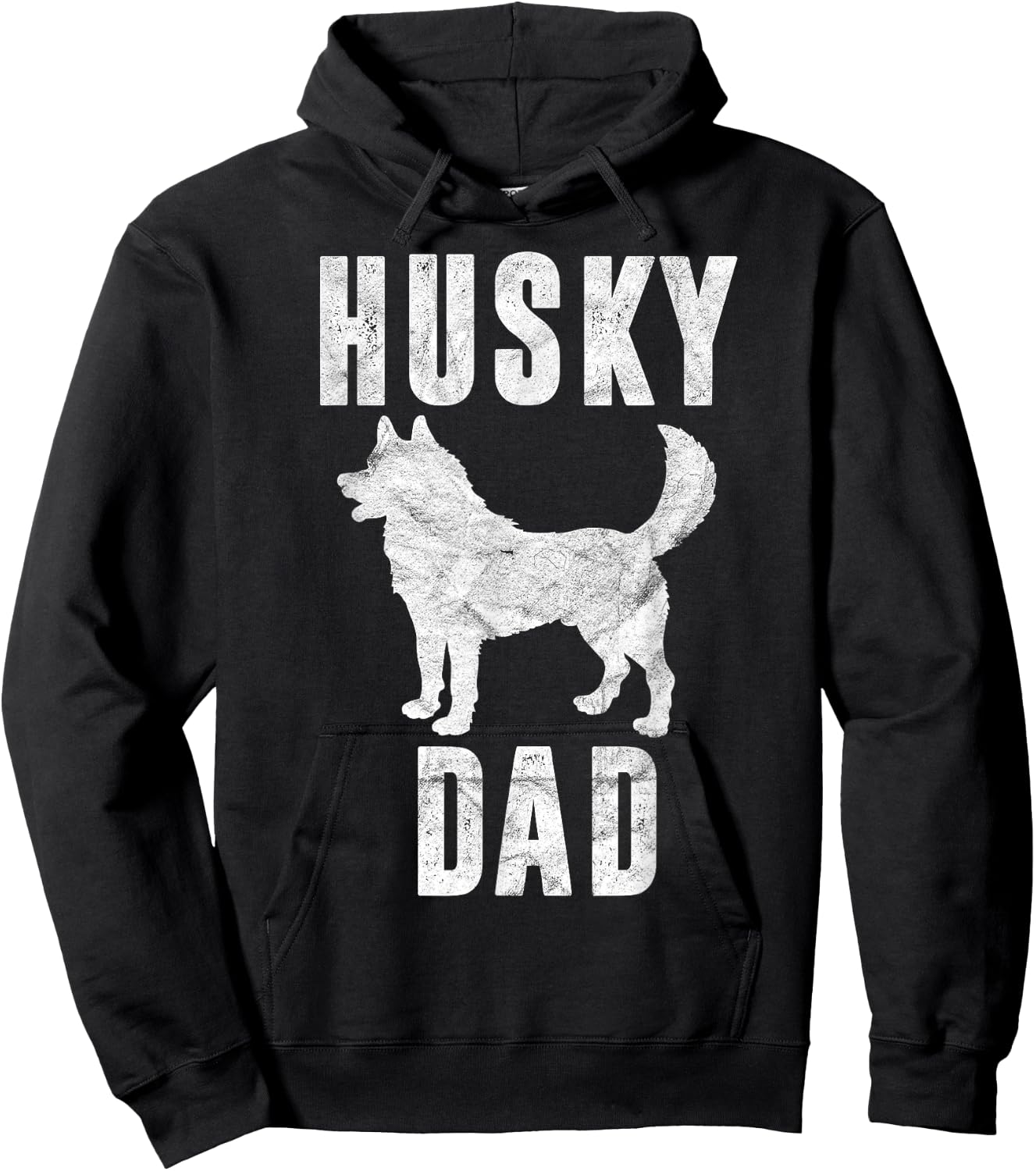 Vintage Husky Dad Gift Dog Daddy Siberian Huskies Father Hoodie - Hoodie | Black