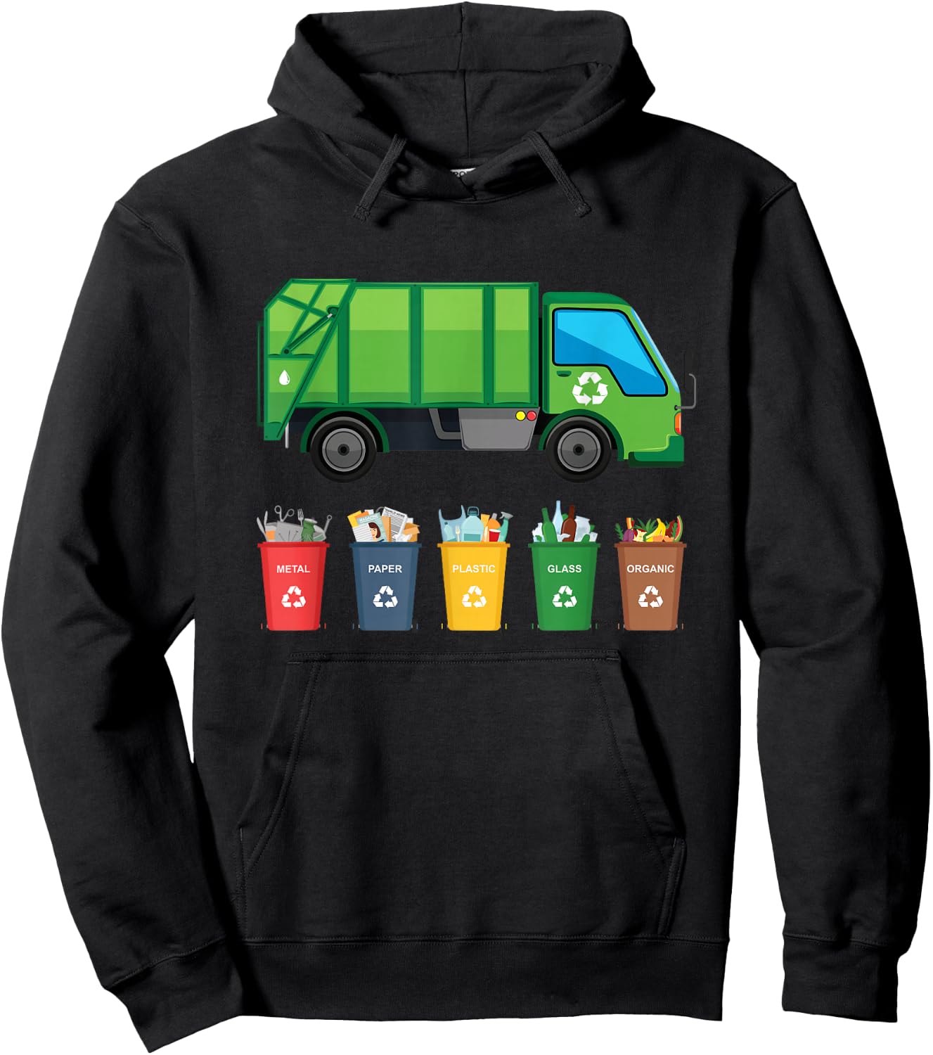 Recycling Trash Kids Garbage Truck Hoodie - Hoodie | Black