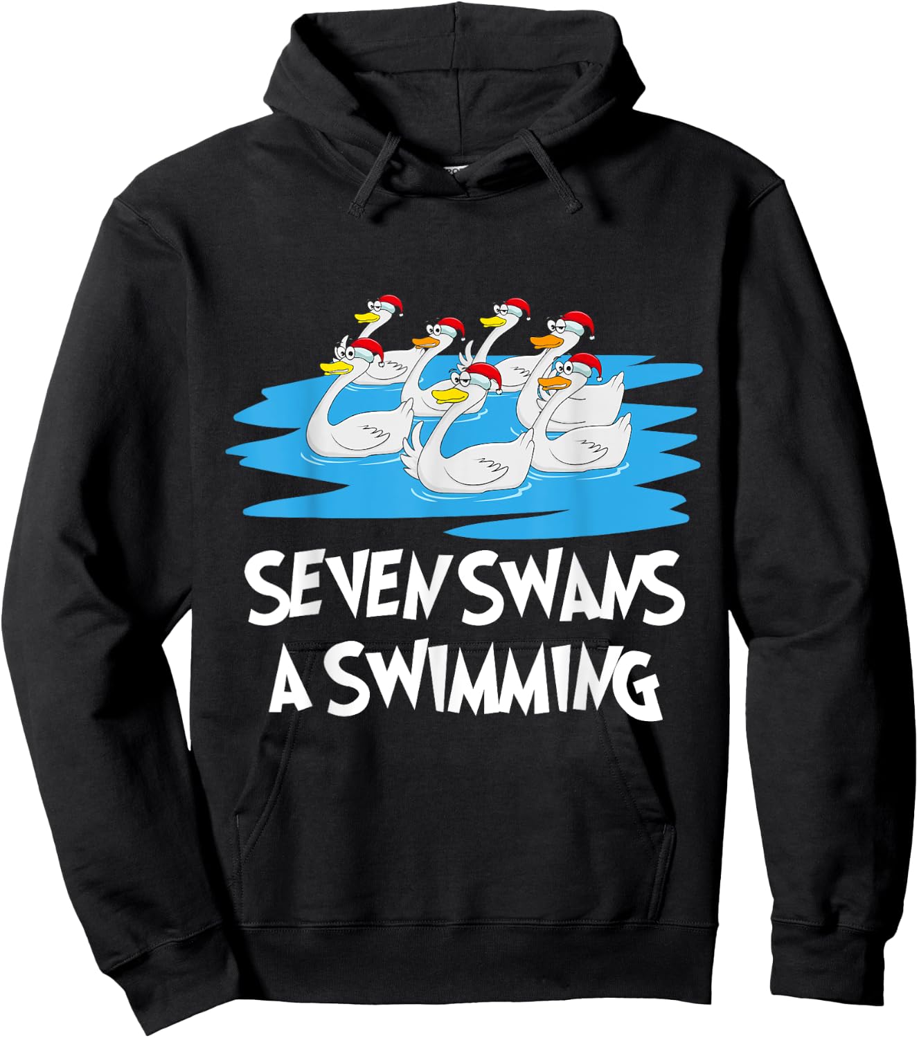 Seven Swans a Swimming 12 Days - Christmas Song Funny Gift Hoodie - Hoodie | Black