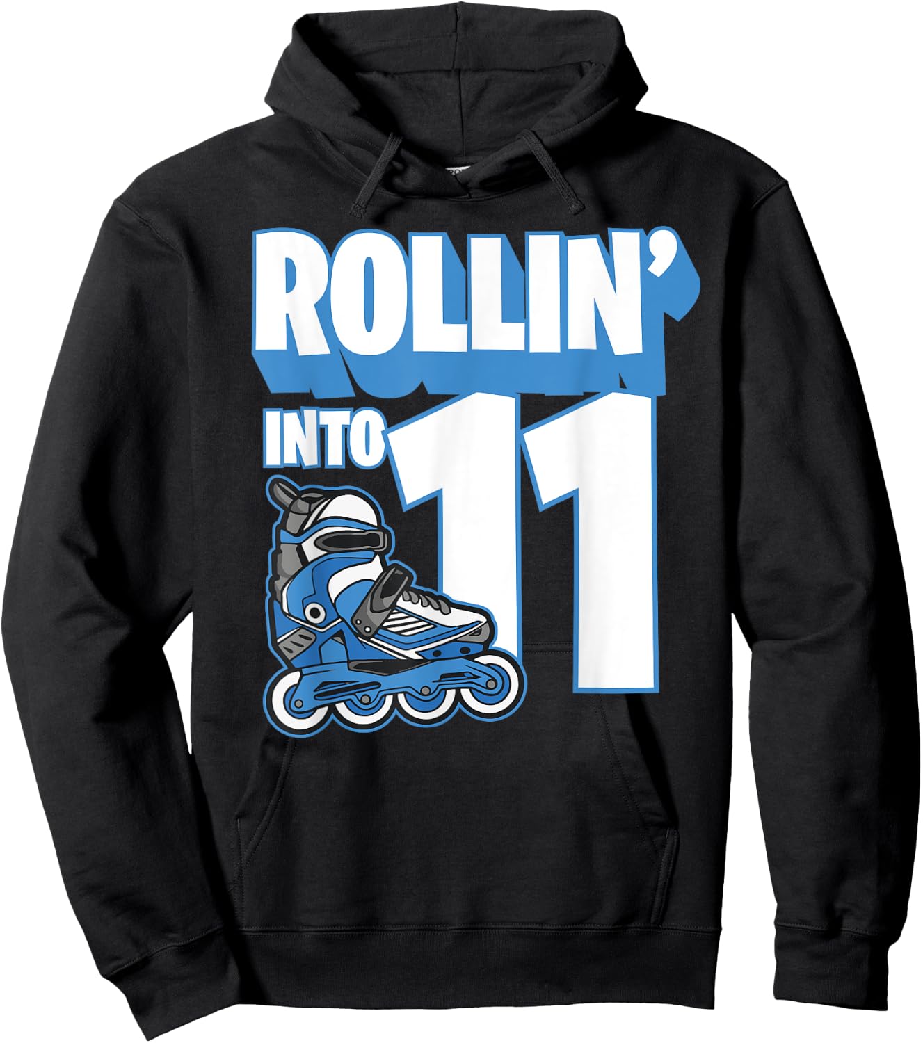 Rollin' into Birthday Roller Skating 11th Birthday Boy Kids Hoodie - Hoodie | Black