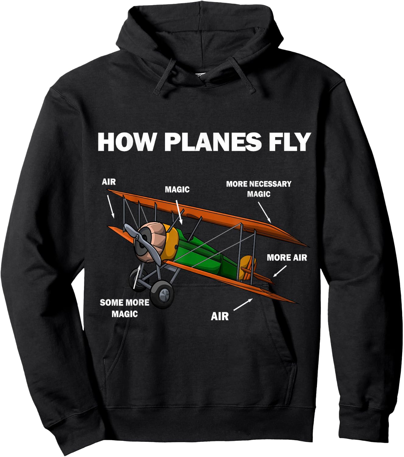 How Planes Fly Funny Airplane Magic T Shirt Hoodie - Hoodie | Black