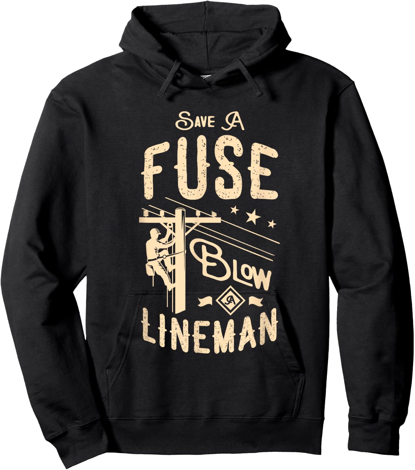 Save a fuse blow a lineman Electrician Funny Lineman Hoodie - Hoodie | Black