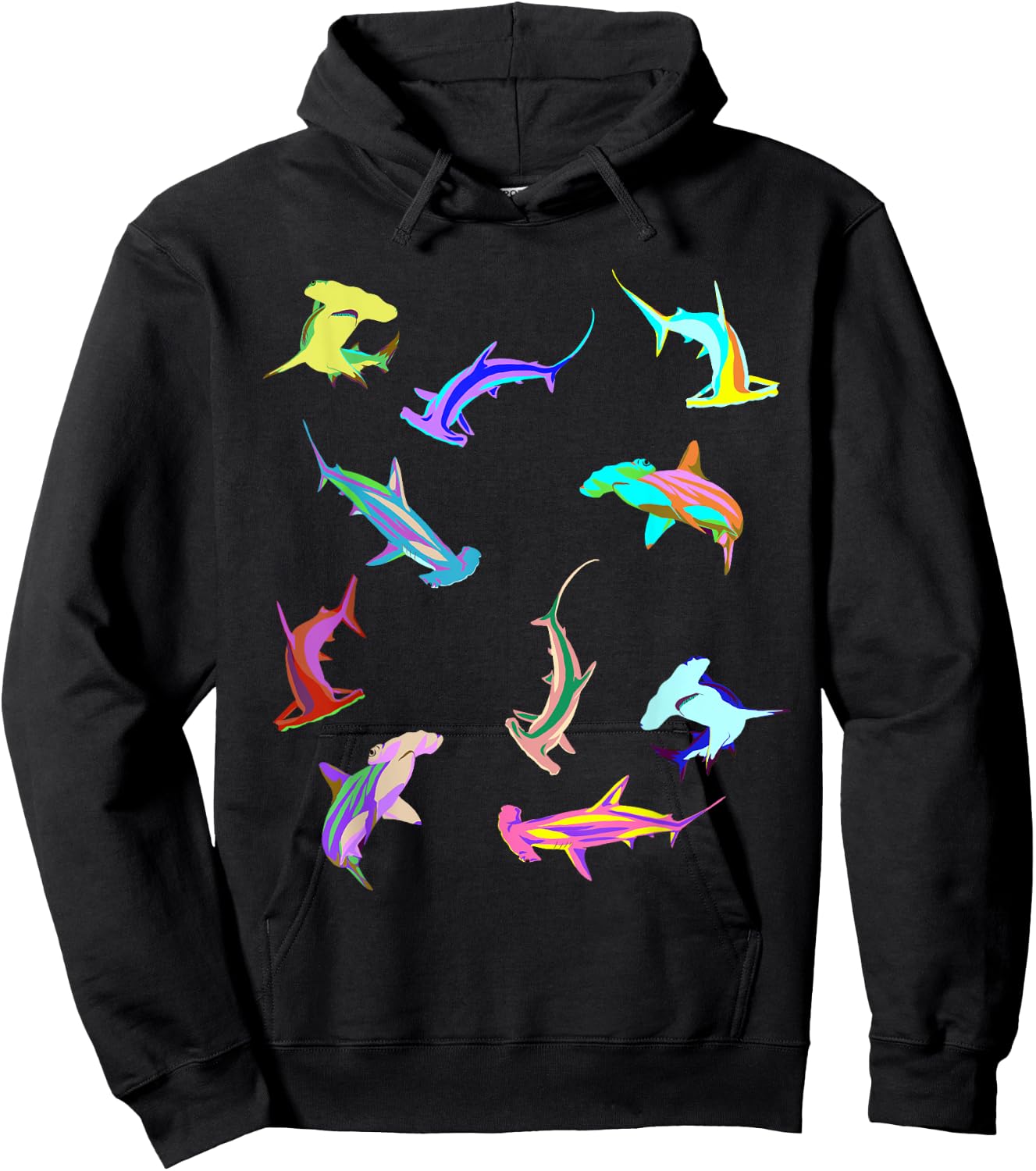 Colourful Hammerhead Sharks Hoodie - Hoodie | Black