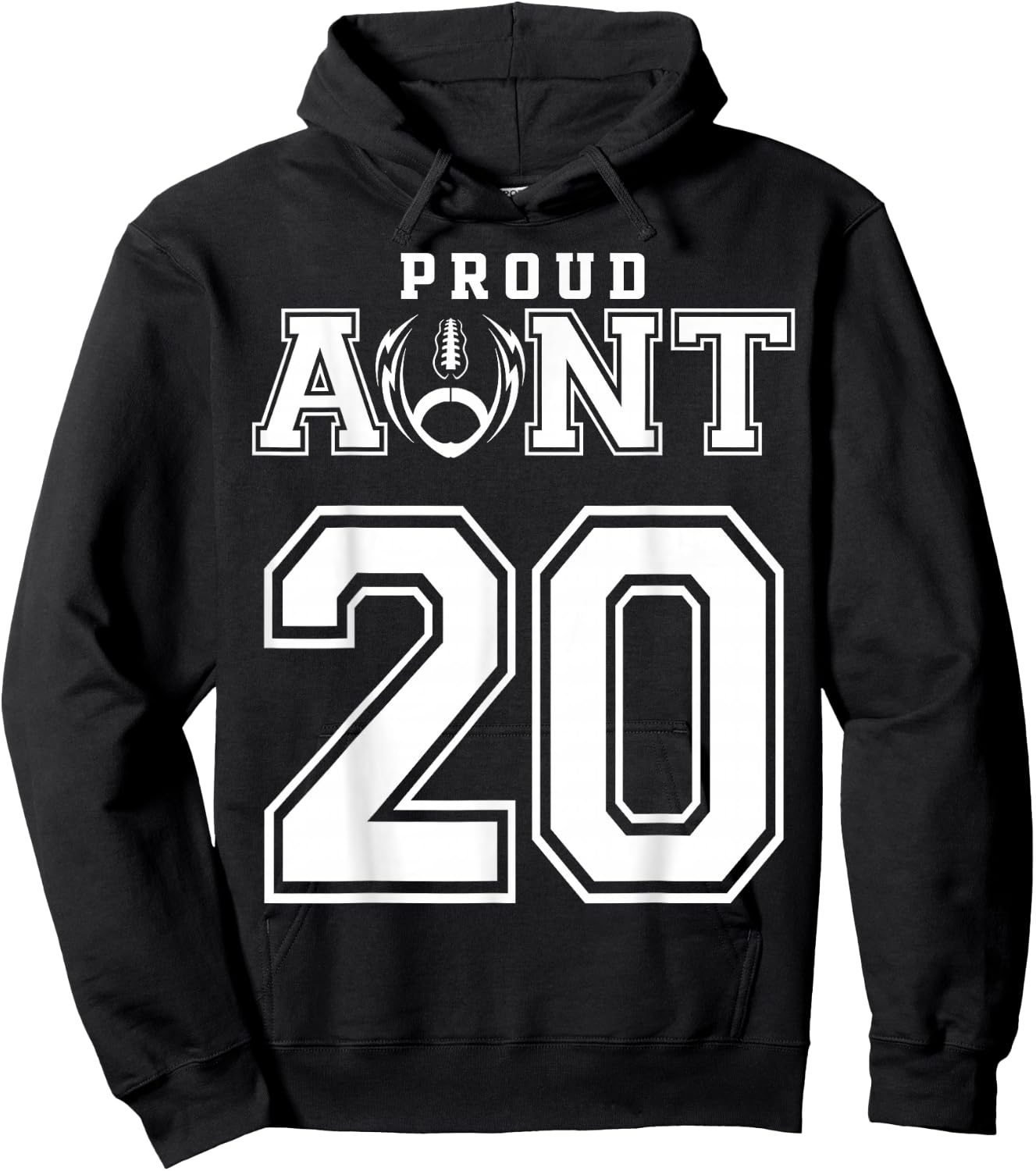 Custom Proud Football Aunt Number 20 Personalized Hoodie - Hoodie | Black