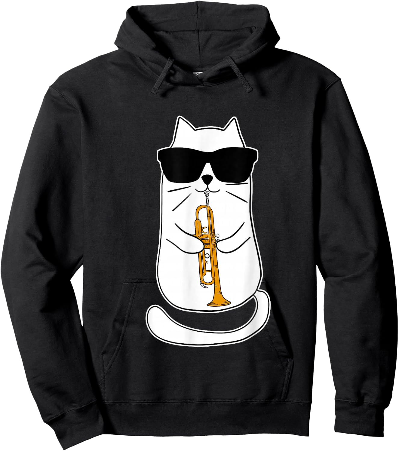 Trumpet Cat Funny Trumpet Player Hoodie - Hoodie | Black