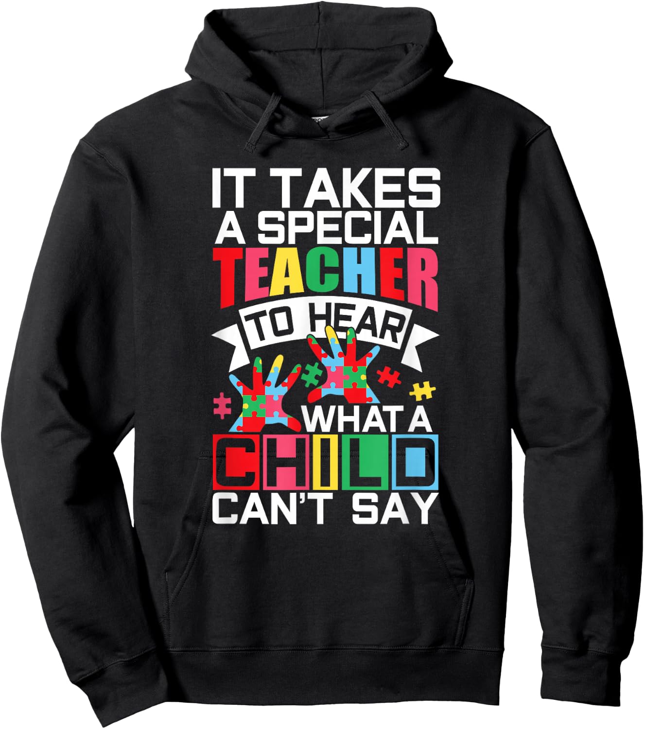 Autism Teacher Puzzle Piece Special Child Autistic Hoodie - Hoodie | Black