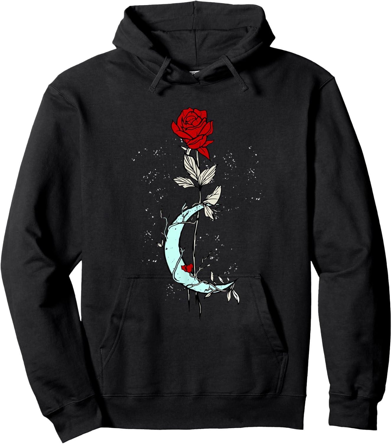 Rose Flower Moon Magical Gothic Goth Hoodie - Hoodie | Black