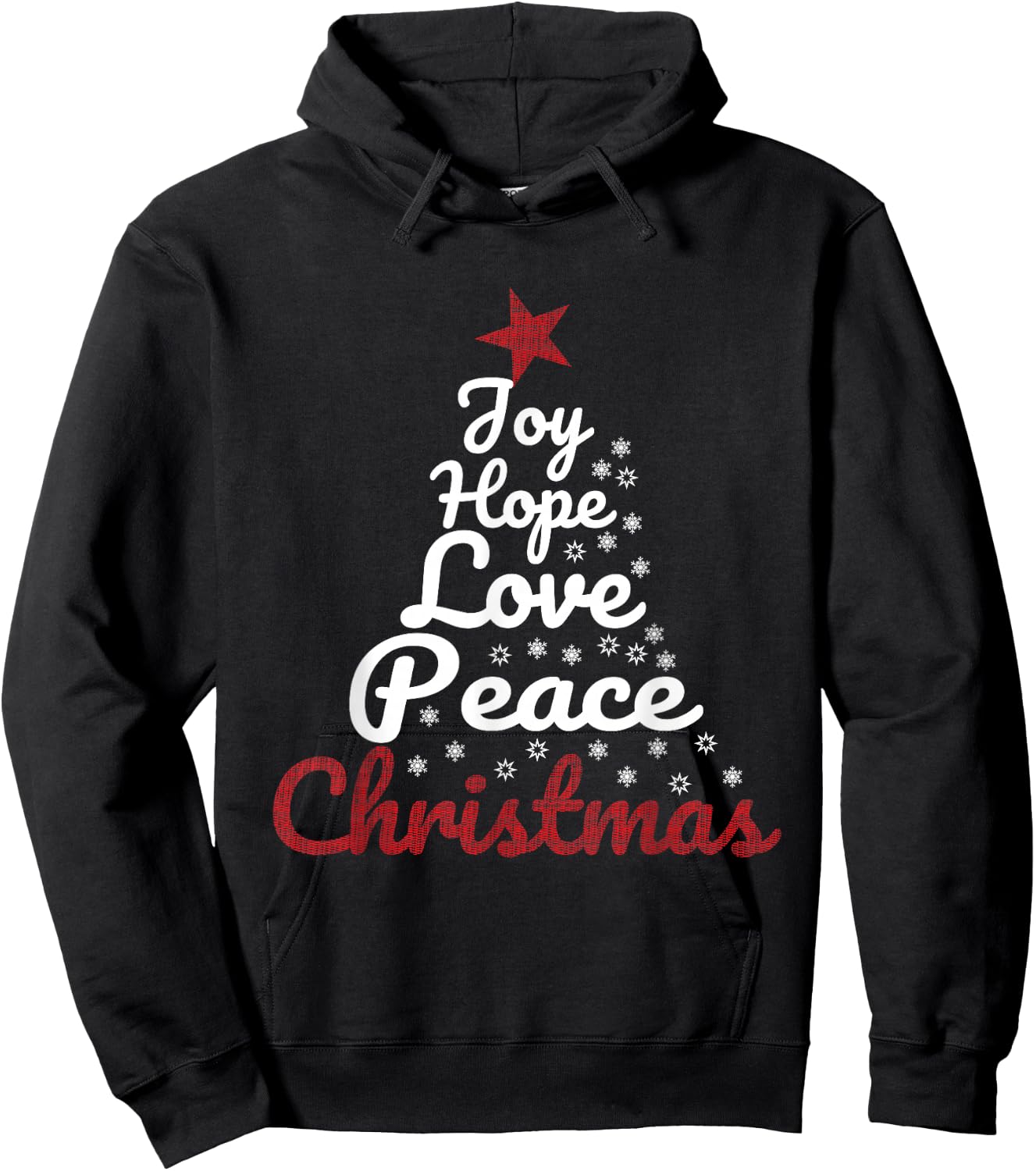 Star Design Joy Hope Love Peace Christmas Hoodie - Hoodie | Black