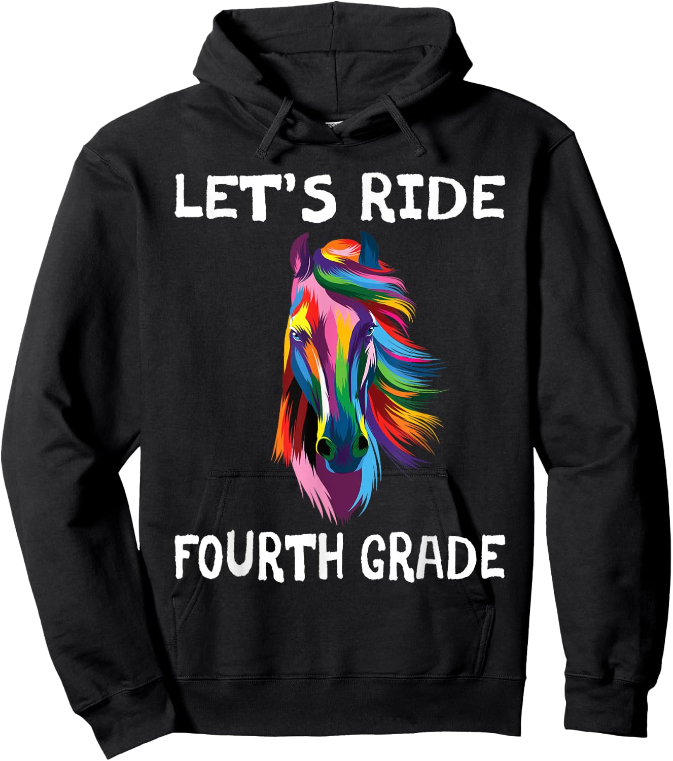 Let's Ride Fourth Grade Back To School Horse Girls Hoodie - Hoodie | Black