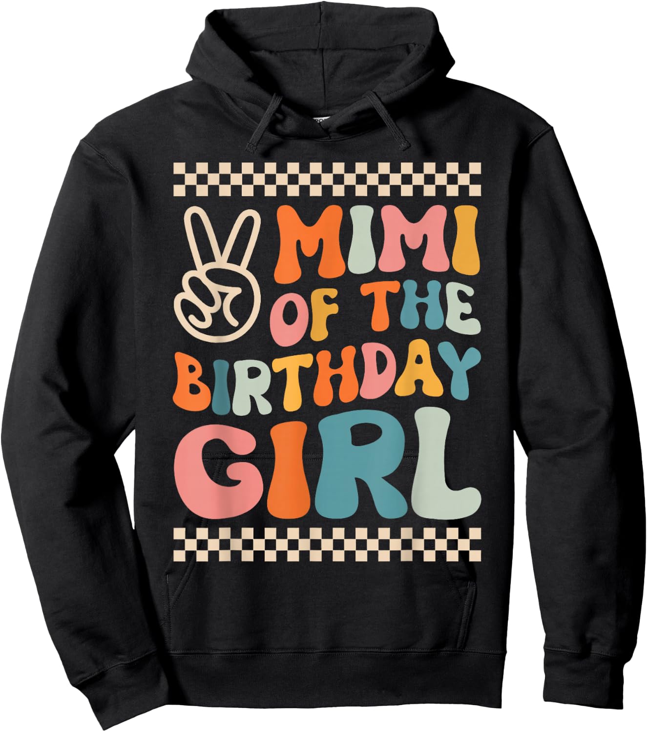 Mimi Of The Birthday Girl Groovy Themed Family Matching Hoodie - Hoodie | Black