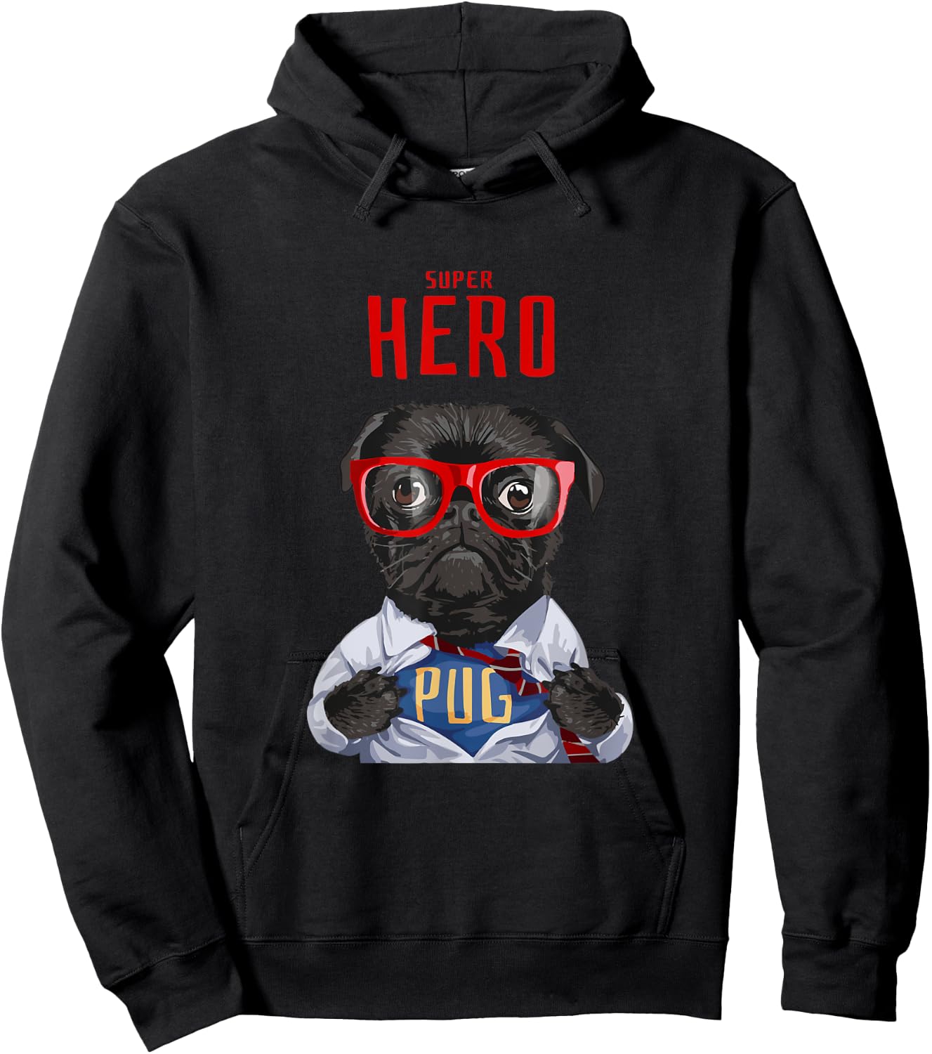 Super Hero Pug Hoodie - Hoodie | Black