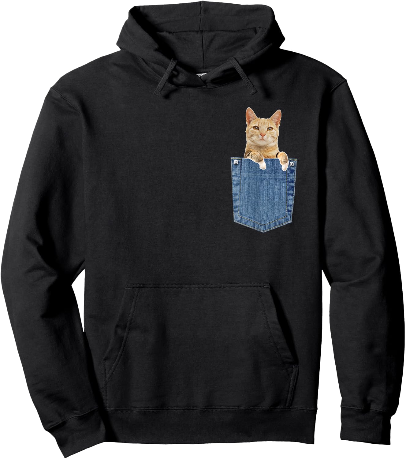 Cat in Pocket Shirt Hoodie - Hoodie | Black