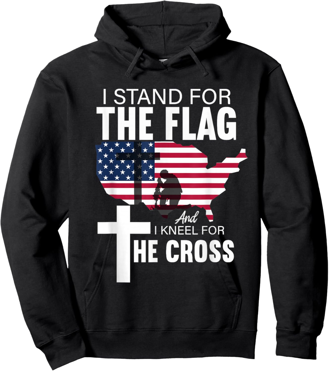 I Stand For Our Flag I Kneel For The Cross Hoodie - Hoodie | Black