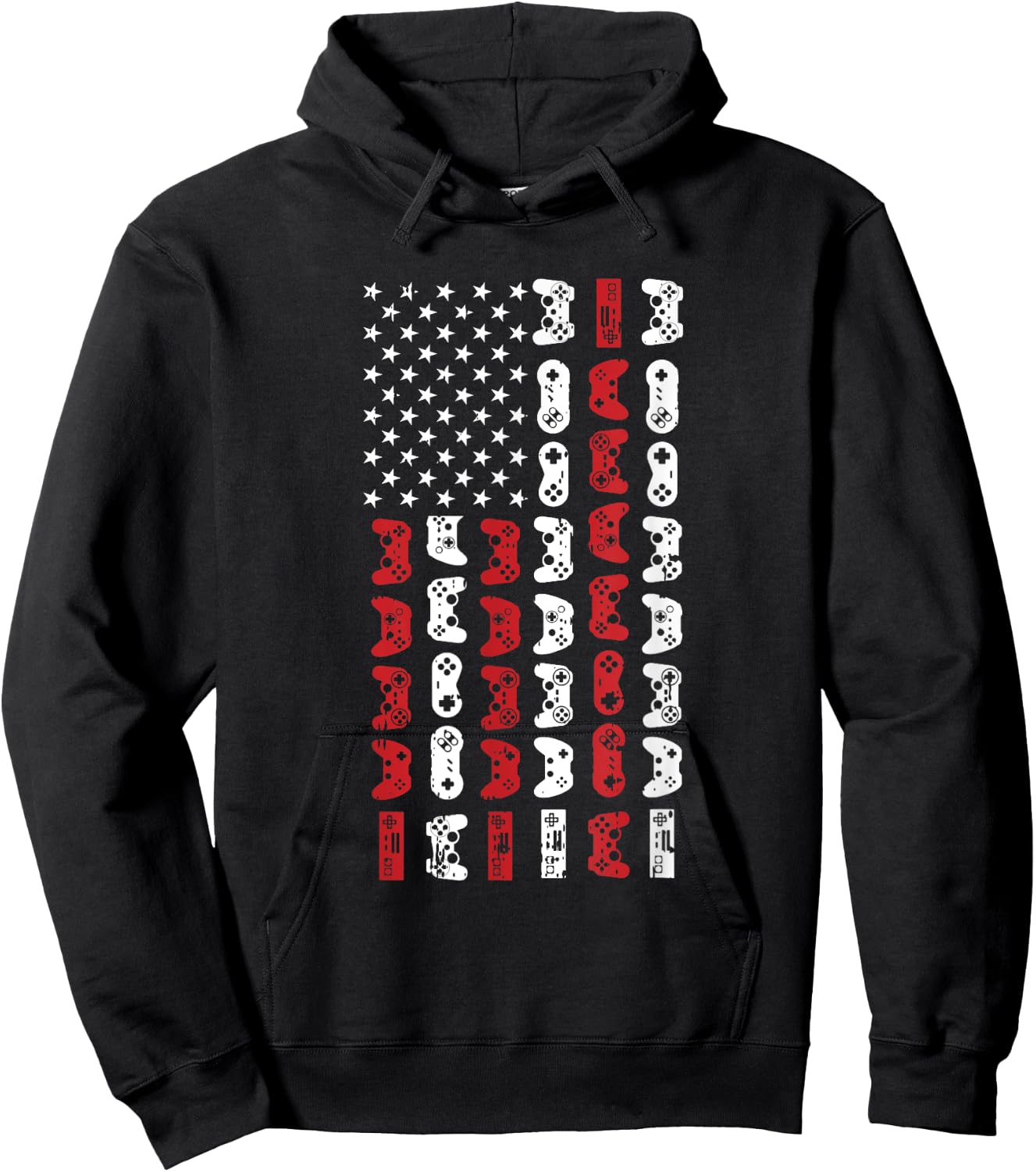Game Controller 4th Of July Cool USA Flag Patriotic Gamer Hoodie - Hoodie | Black
