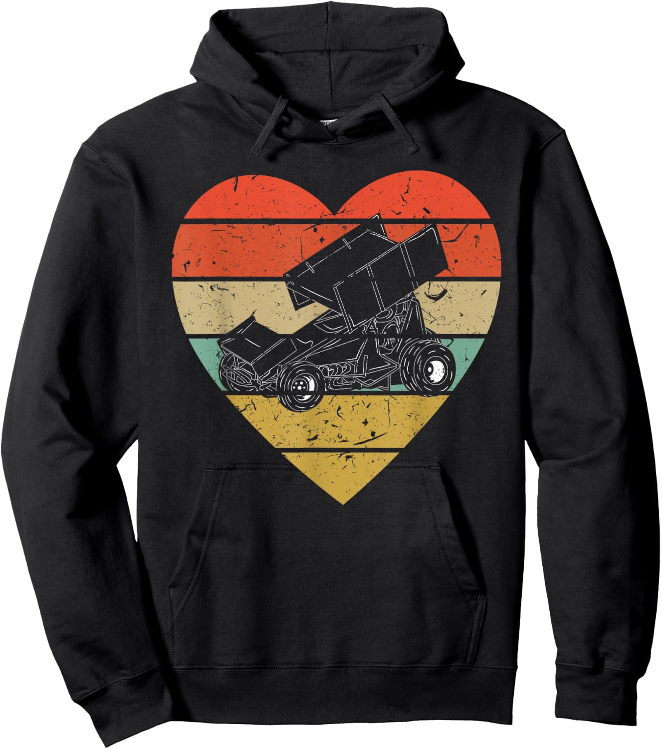Sprint Car Racing Vintage Design Retro Racer Heart Sport Fan Hoodie - Hoodie | Black