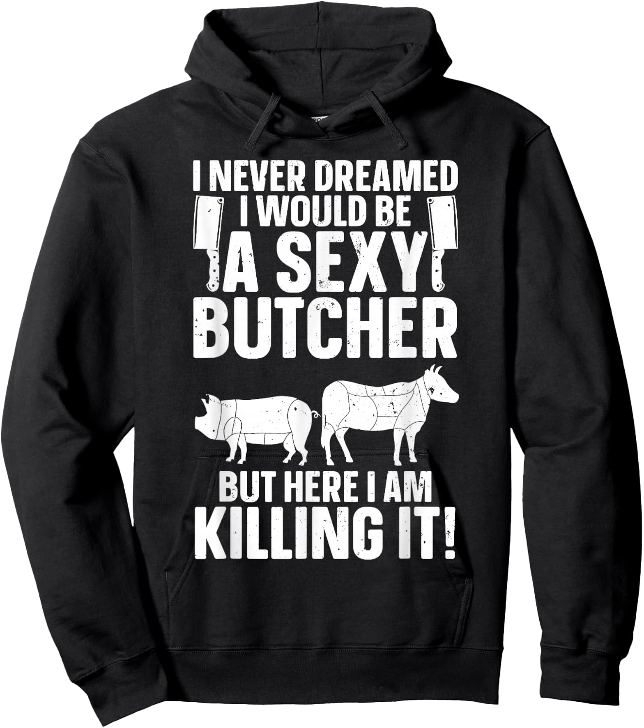 Funny Butcher Design Women Butchery Meat Butcher Hoodie - Hoodie | Black