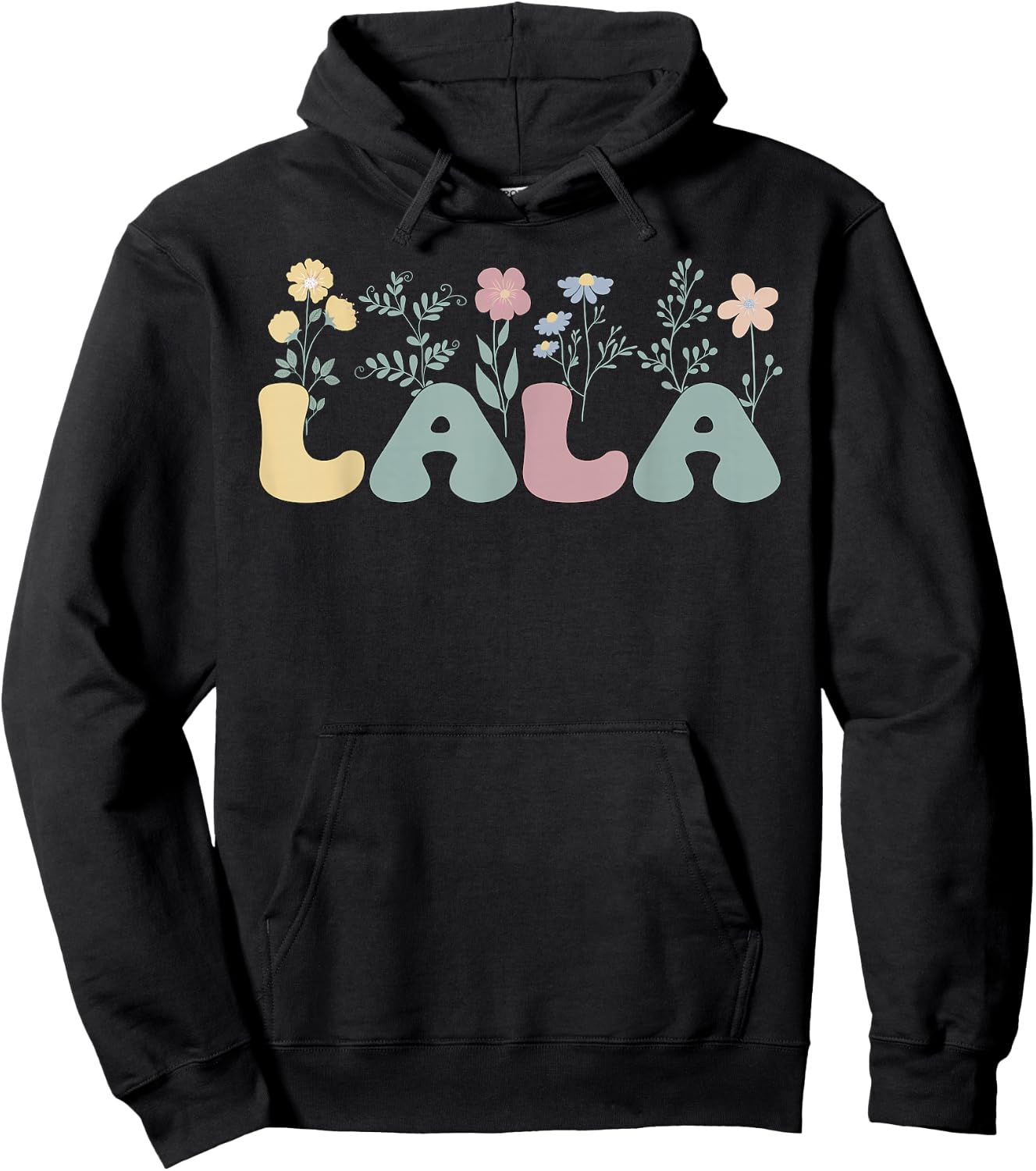 Groovy Lala Grandmother Flowers Lala Grandma Hoodie - Hoodie | Black