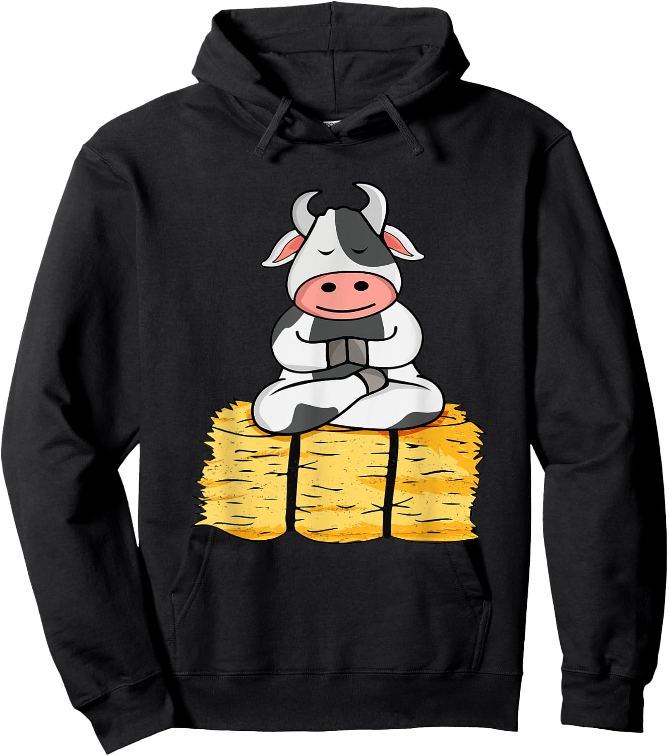 Meditating Cow Lover Yoga Lover Women Meditation Hoodie - Hoodie | Black