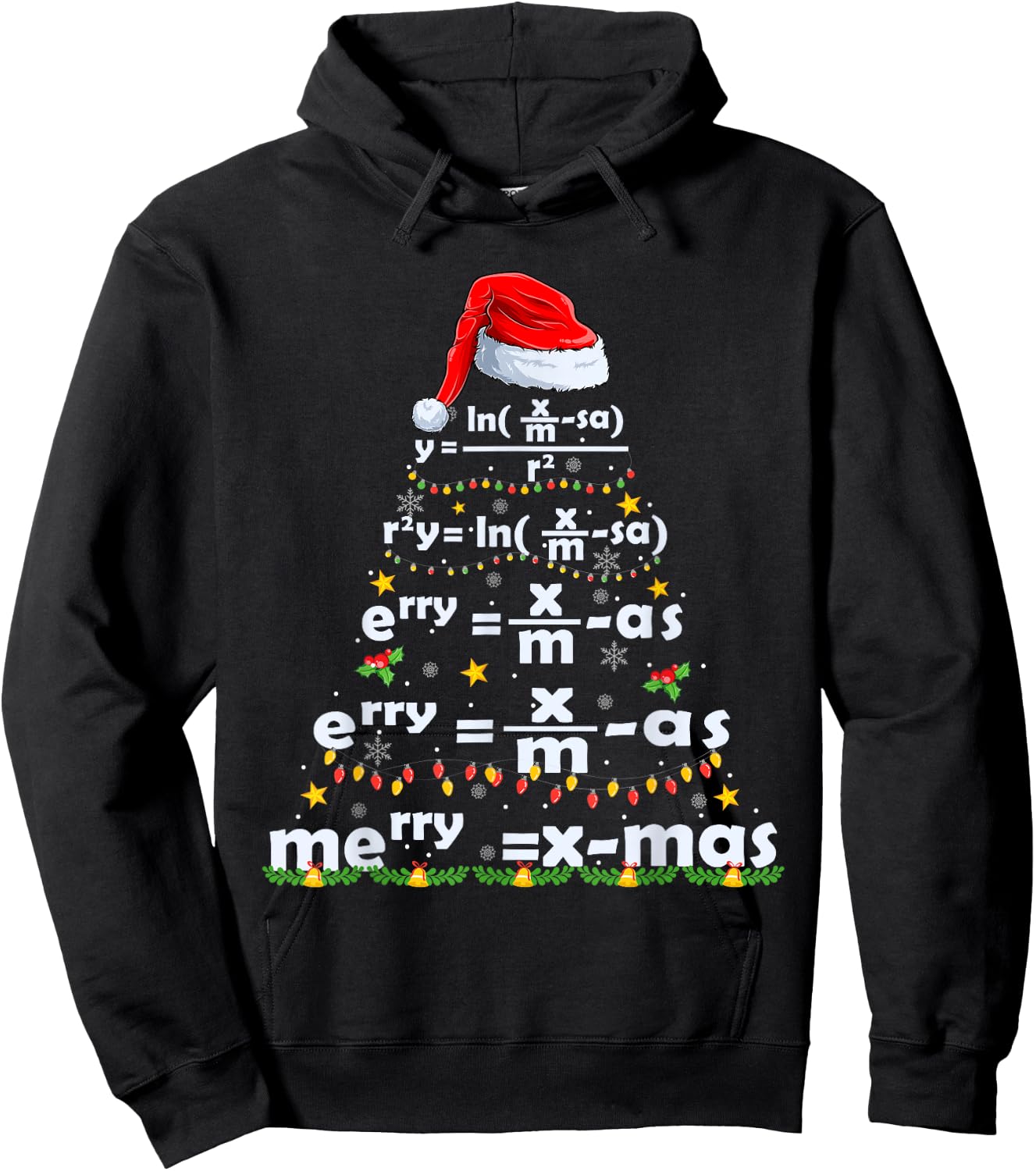 Math Equation Merry X-mas Funny Math Teacher Christmas Humor Men Women Kids Hoodie - Hoodie | Black