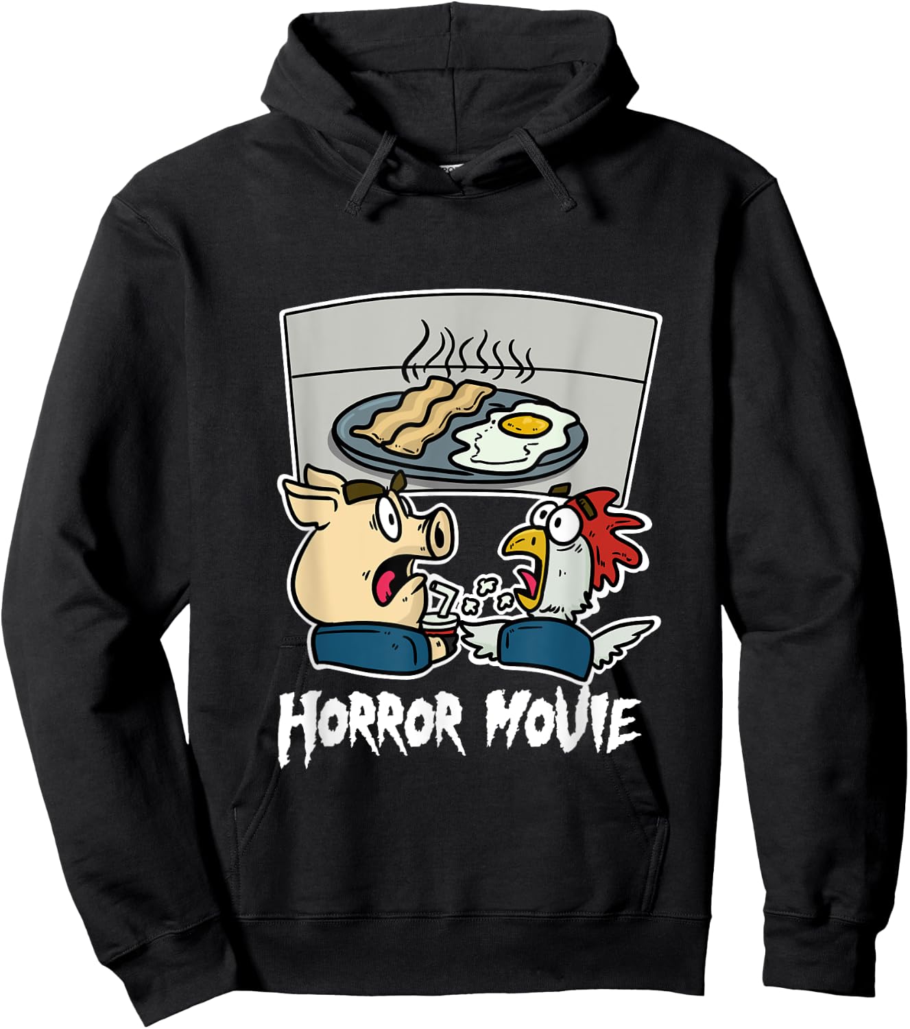 Pig Chicken Horror Film Cinema Horror Film Night Farmers Hoodie - Hoodie | Black