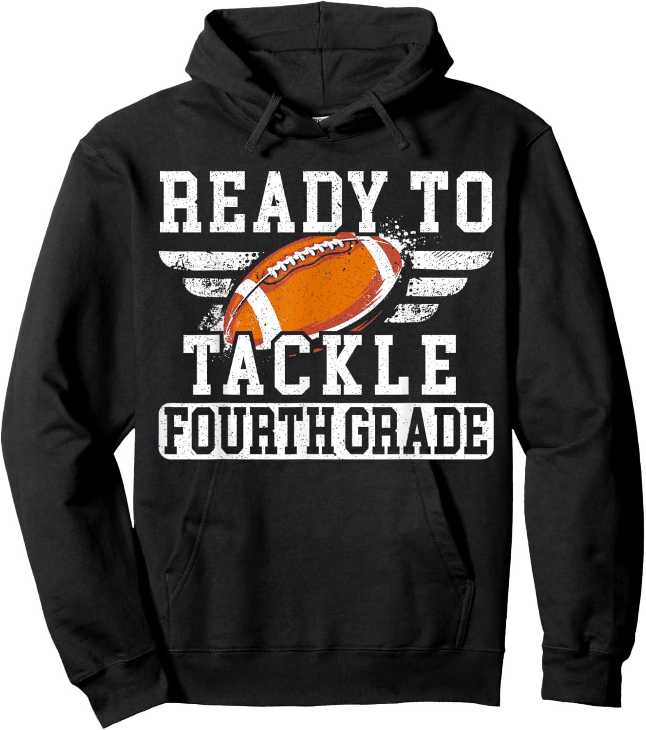 Ready To Tackle Fourth Grade Back To School Football Hoodie - Hoodie | Black