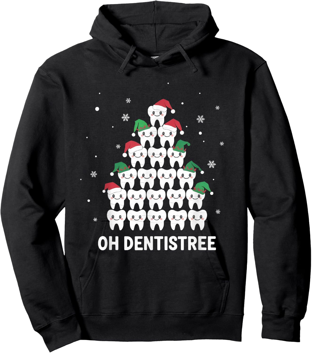 Dentist Tree Funny Dental Christmas Teeth Cute Xmas Dentist Hoodie - Hoodie | Black