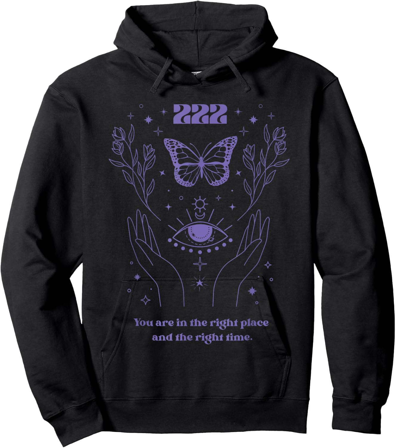 222 Angel Number Shirt Angel Aesthetic Angel Core Butterfly Hoodie - Hoodie | Black