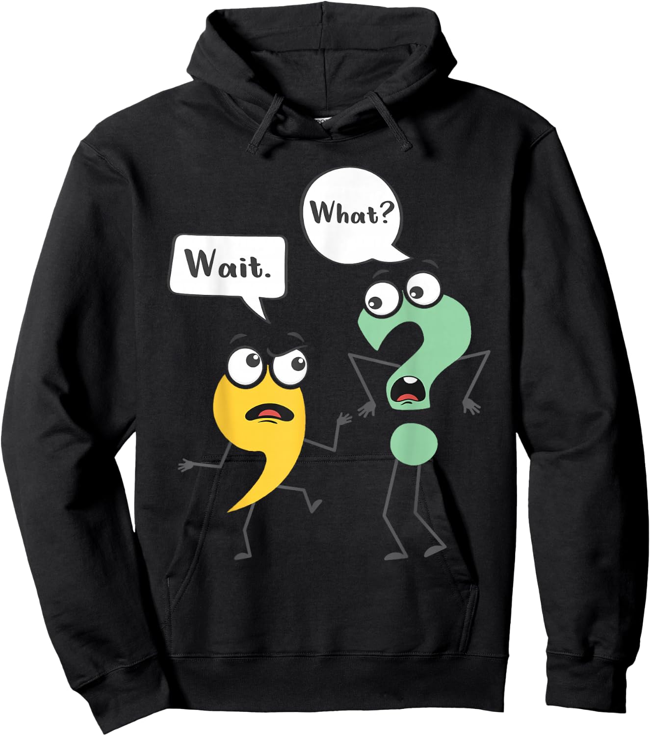 Wait What - Funny English Teacher Grammar Police Grammarian Small Hoodie - Hoodie | Black
