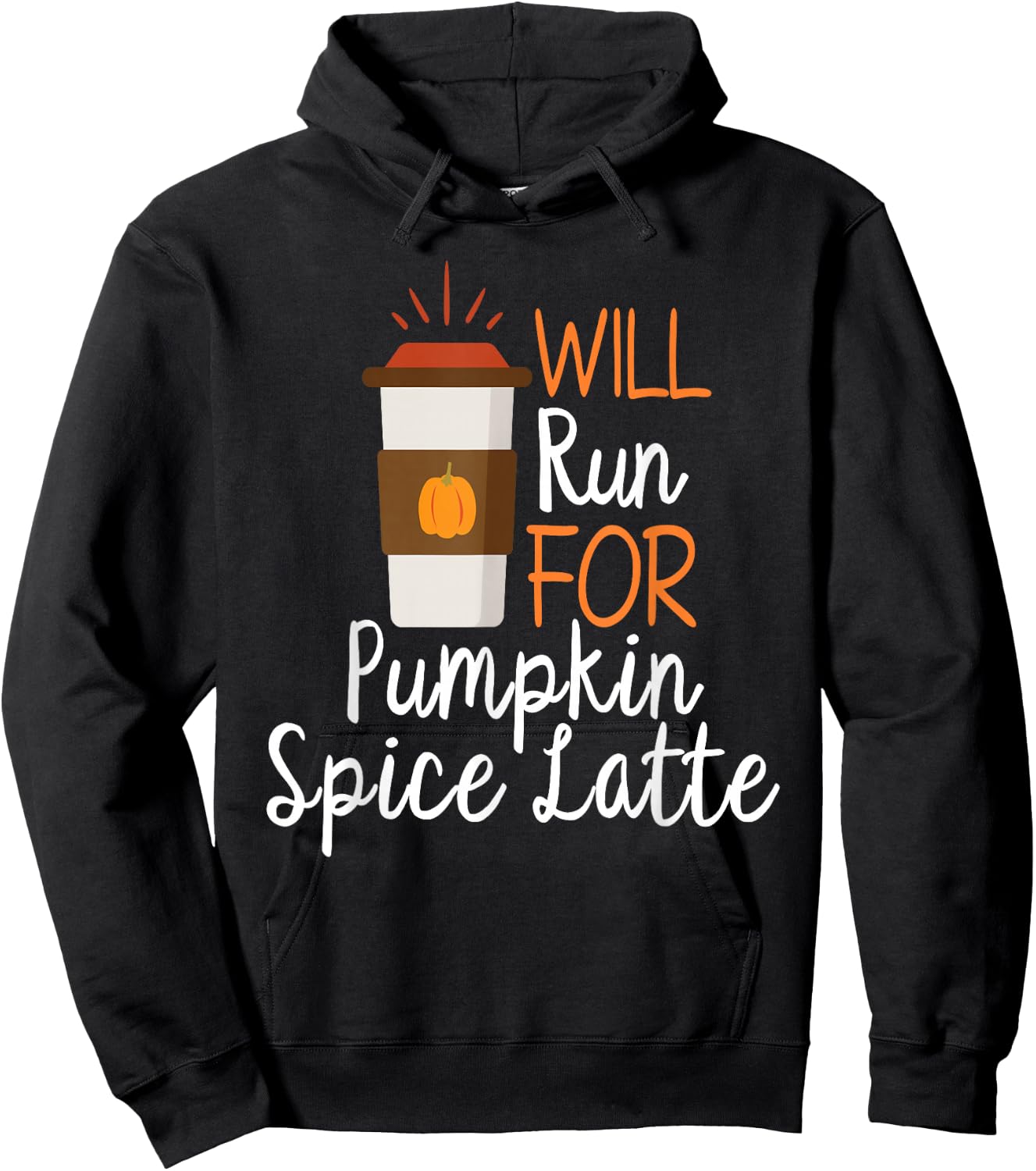 Will Run For Pumpkin Spice Latte Funny PSL Running Graphic Hoodie - Hoodie | Black