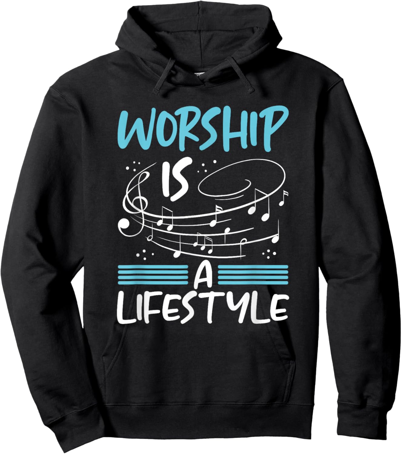 Christianity Worship is a Lifestyle Music Notes Christian Hoodie - Hoodie | Black