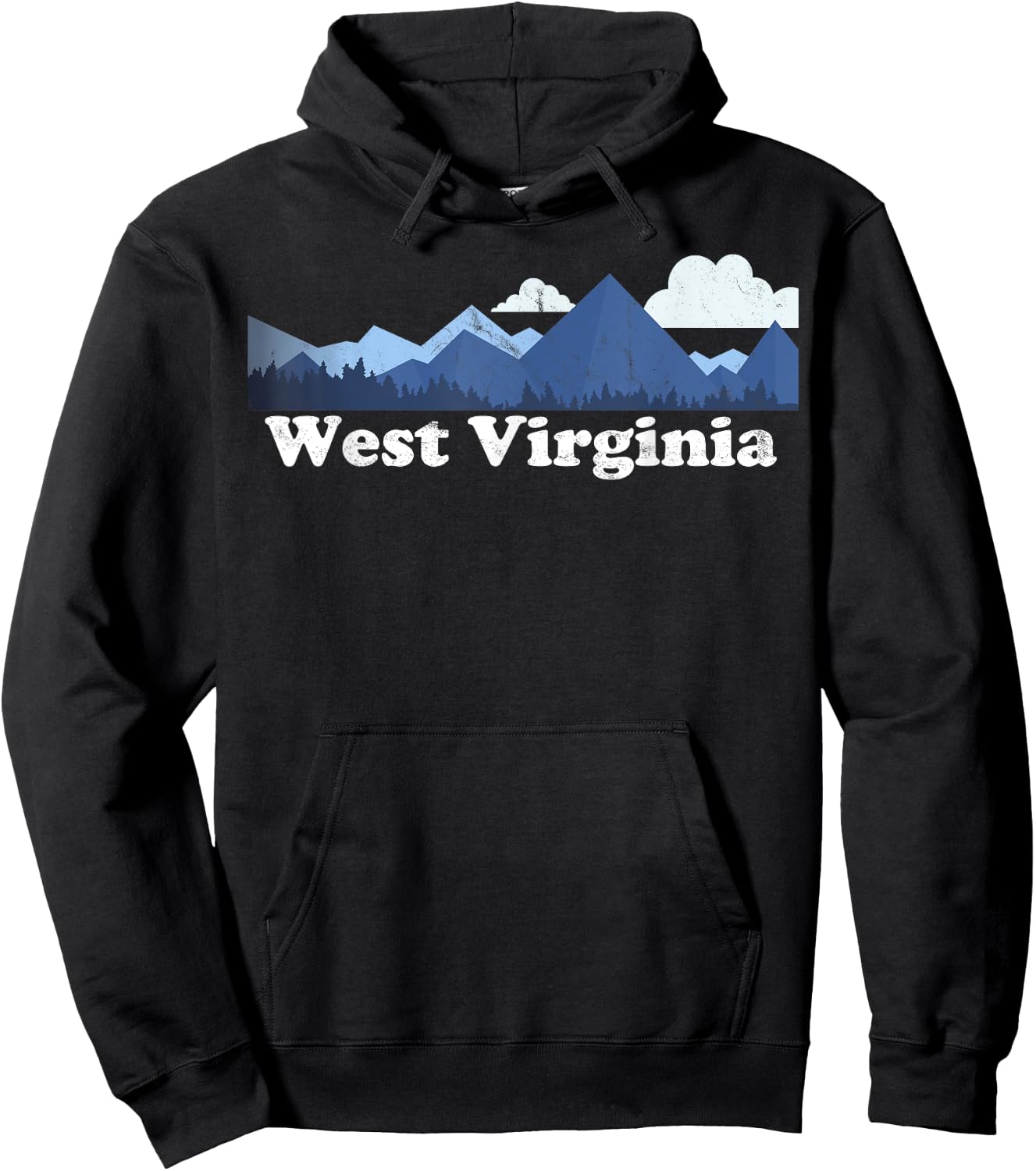 Cute West Virginia Allegheny Mountains WV Retro Hoodie - Hoodie | Black