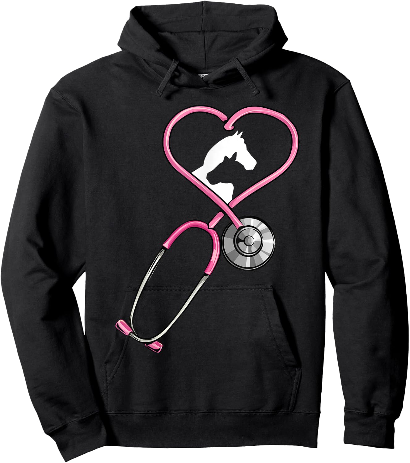 Veterinarian Stethoscope Heart of Horse and Cow Vet Women Hoodie - Hoodie | Black
