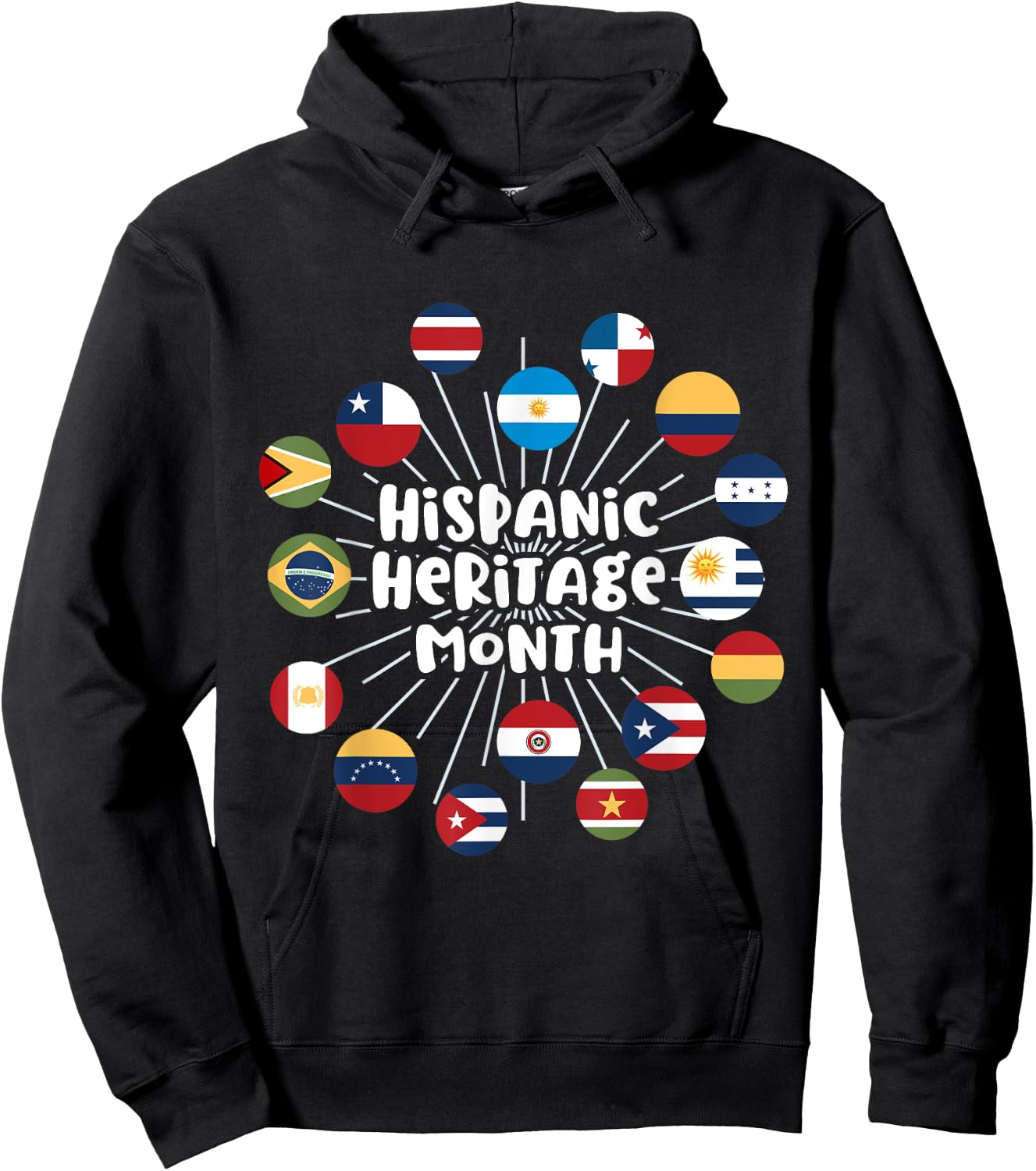 Hispanic Heritage Month Shirt All Countries Flag Inspiration Hoodie - Hoodie | Black