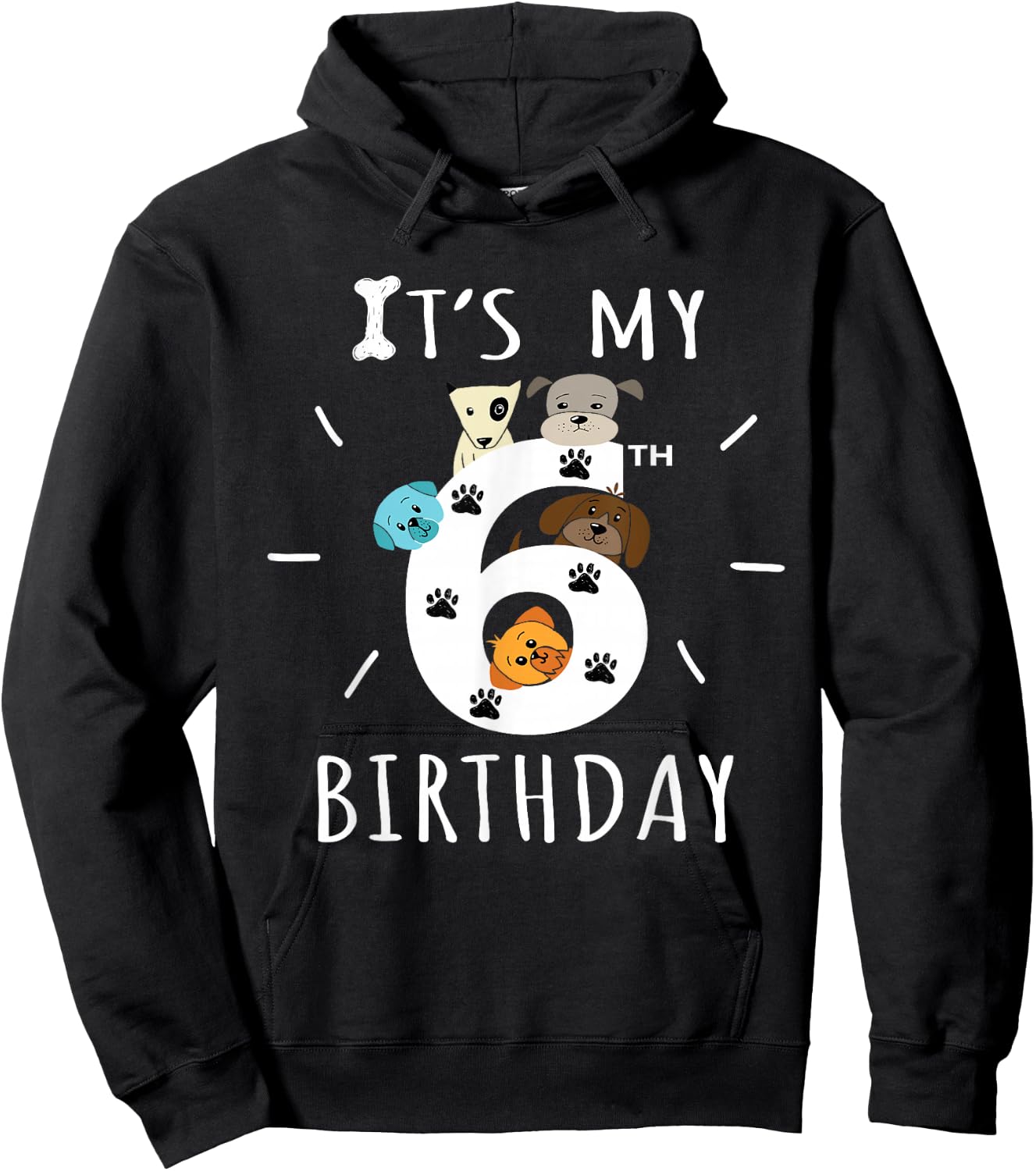 It's My 6th Birthday Dog Lover Theme 6 Years Old Puppy Hoodie - Hoodie | Black