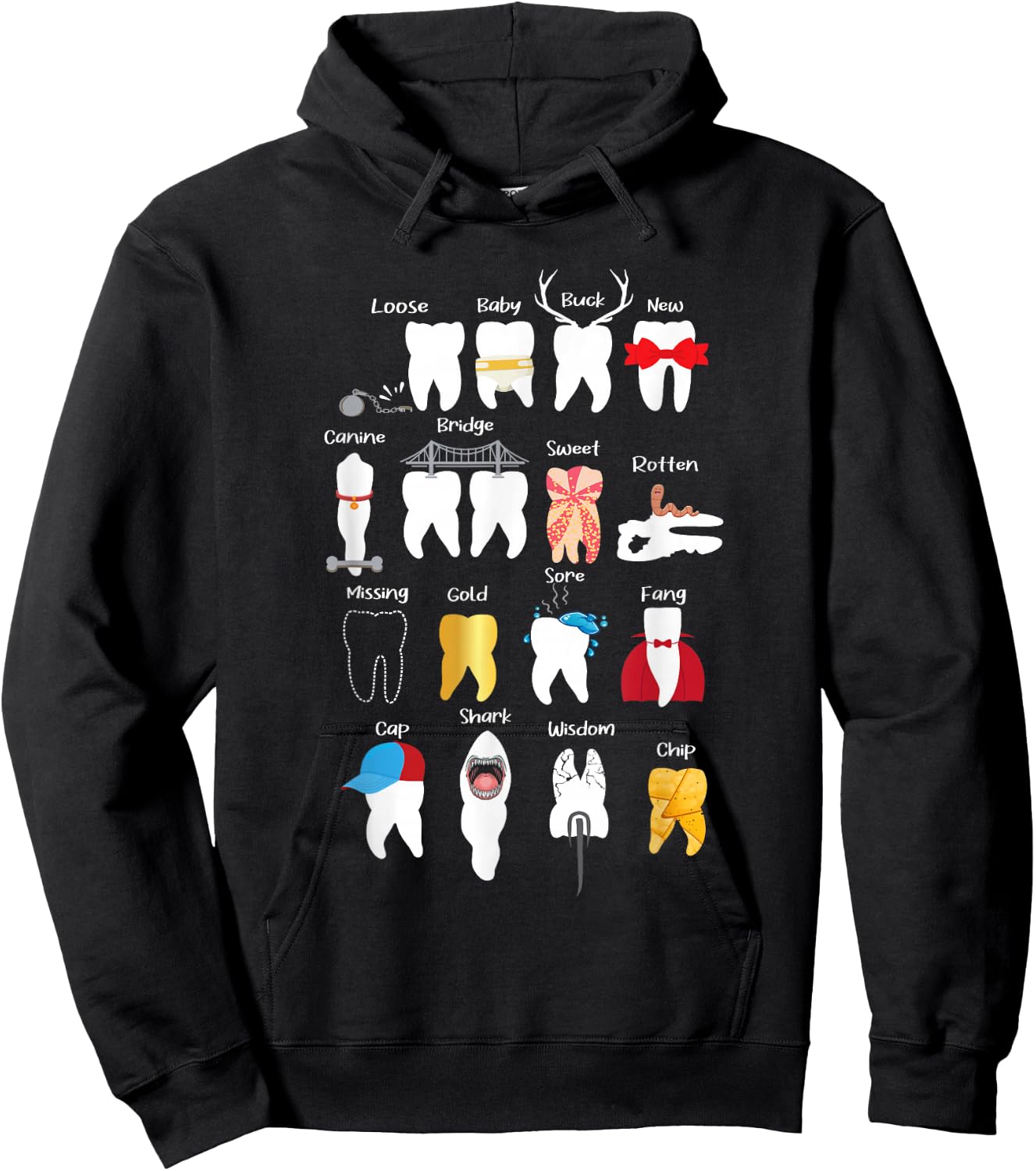 Tooth Designs - Dentist Dentistry Dental Practitioner DDS Hoodie - Hoodie | Black