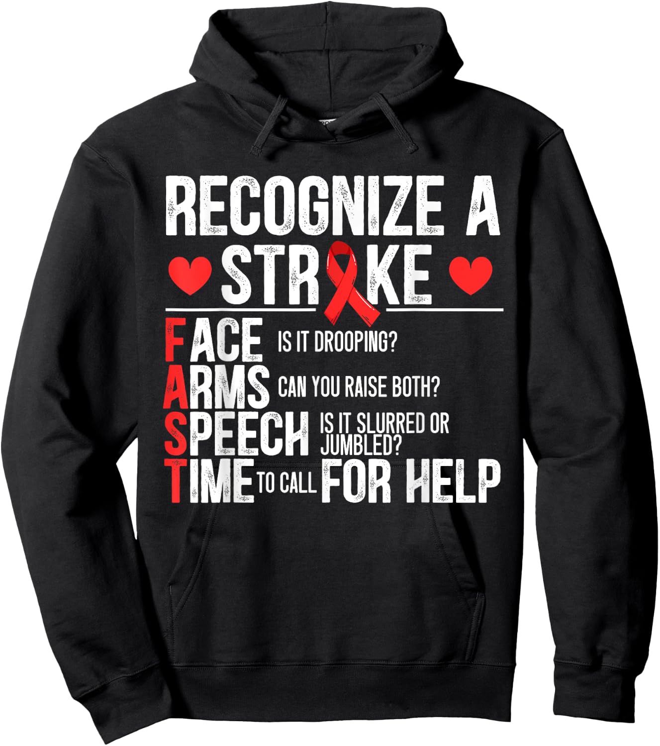 Recognize A Stroke Awareness Brain Attack I Wear Red Hoodie - Hoodie | Black