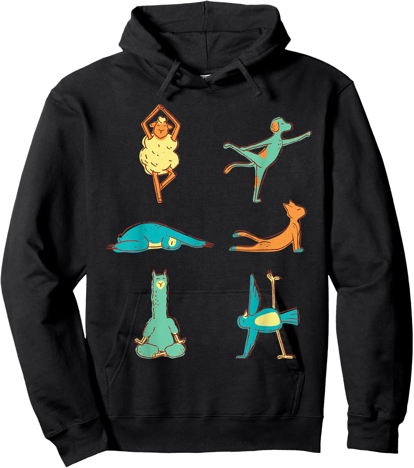 Various animals doing yoga. Hoodie - Hoodie | Black
